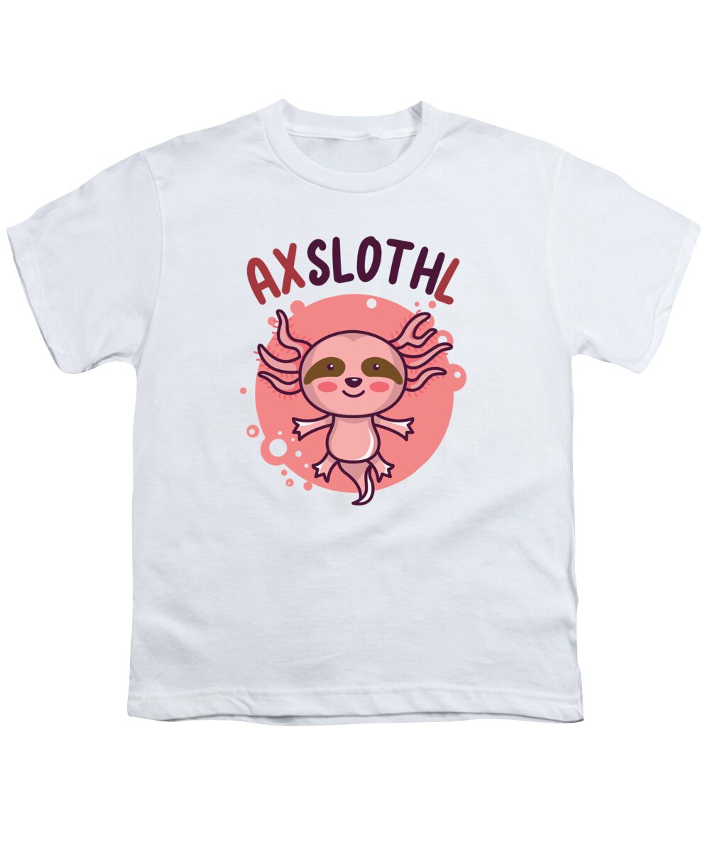 Axolotl Owner Youth T-Shirt featuring the digital art Axslothl Sloth Axolotl #4 by Toms Tee Store