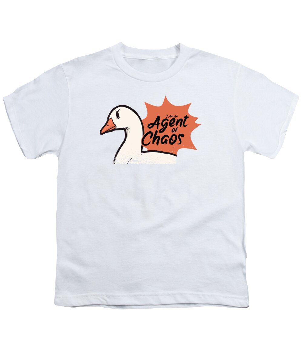 Goose Youth T-Shirt featuring the digital art Goose Chaos Agent Farm Animal Goose Fan #4 by Toms Tee Store