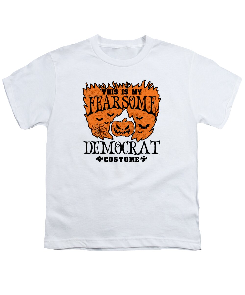 Halloween Youth T-Shirt featuring the digital art Halloween Democrat Costume Pumpkin Party Supporter #4 by Toms Tee Store
