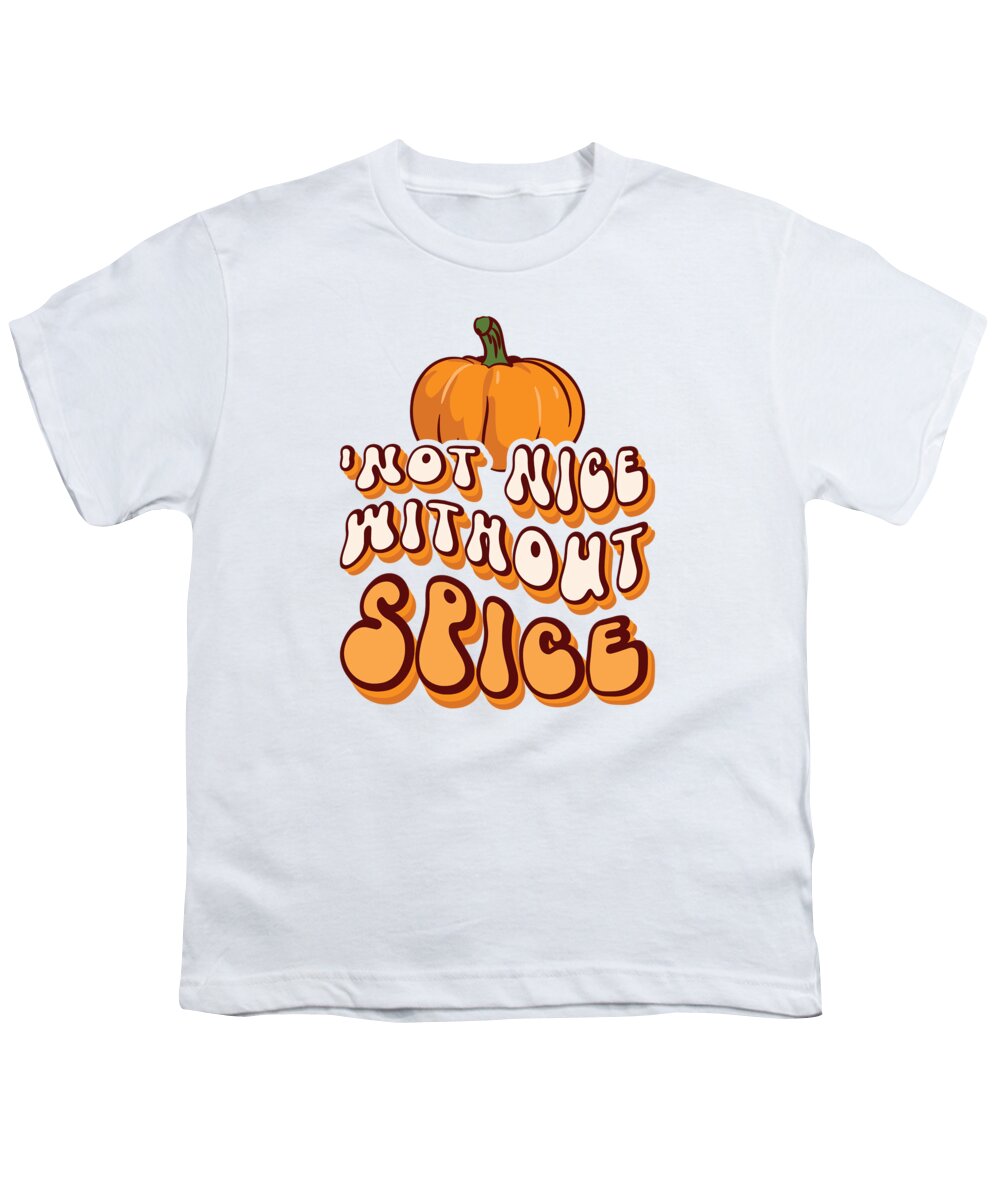 Pumpkin Spice Latte Youth T-Shirt featuring the digital art Pumpkin Spice Latte Coffee Lover Retro Typography #4 by Toms Tee Store