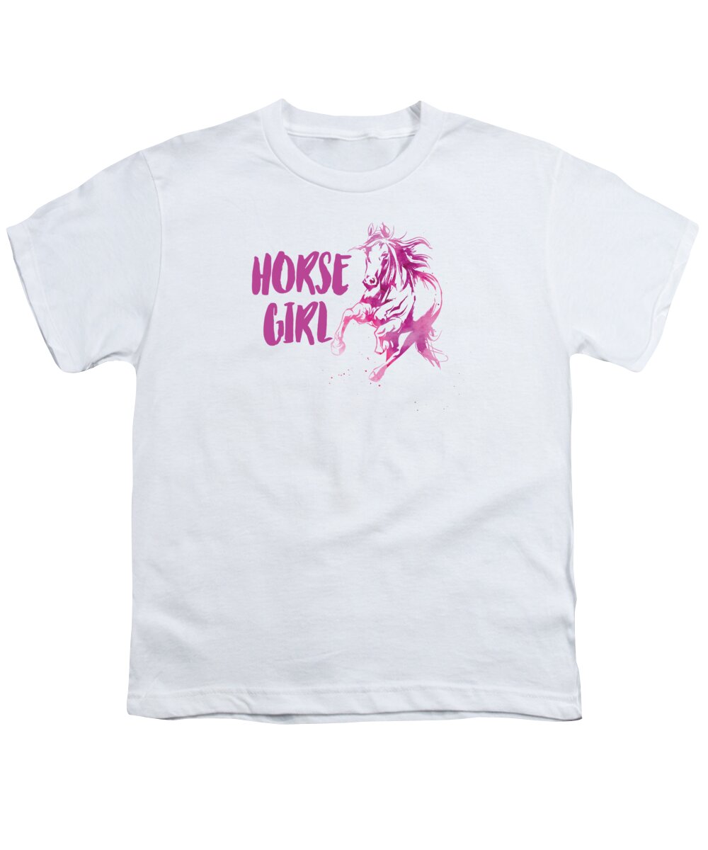 Horse Youth T-Shirt featuring the digital art Horse Water Color Horse Girl Just A Girl Who Love Horses #5 by Toms Tee Store