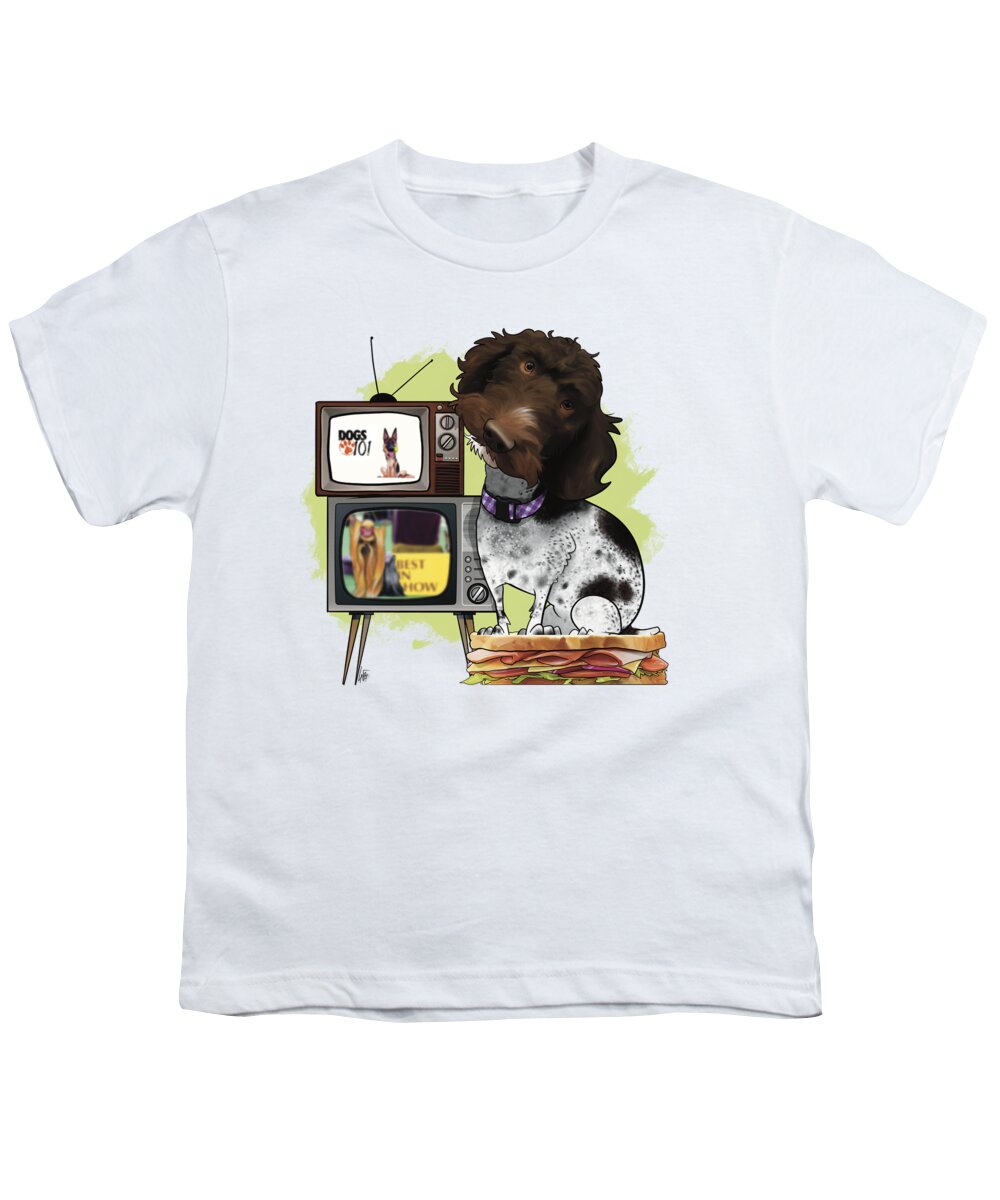6568 Youth T-Shirt featuring the drawing 6568 Kearns by Canine Caricatures By John LaFree