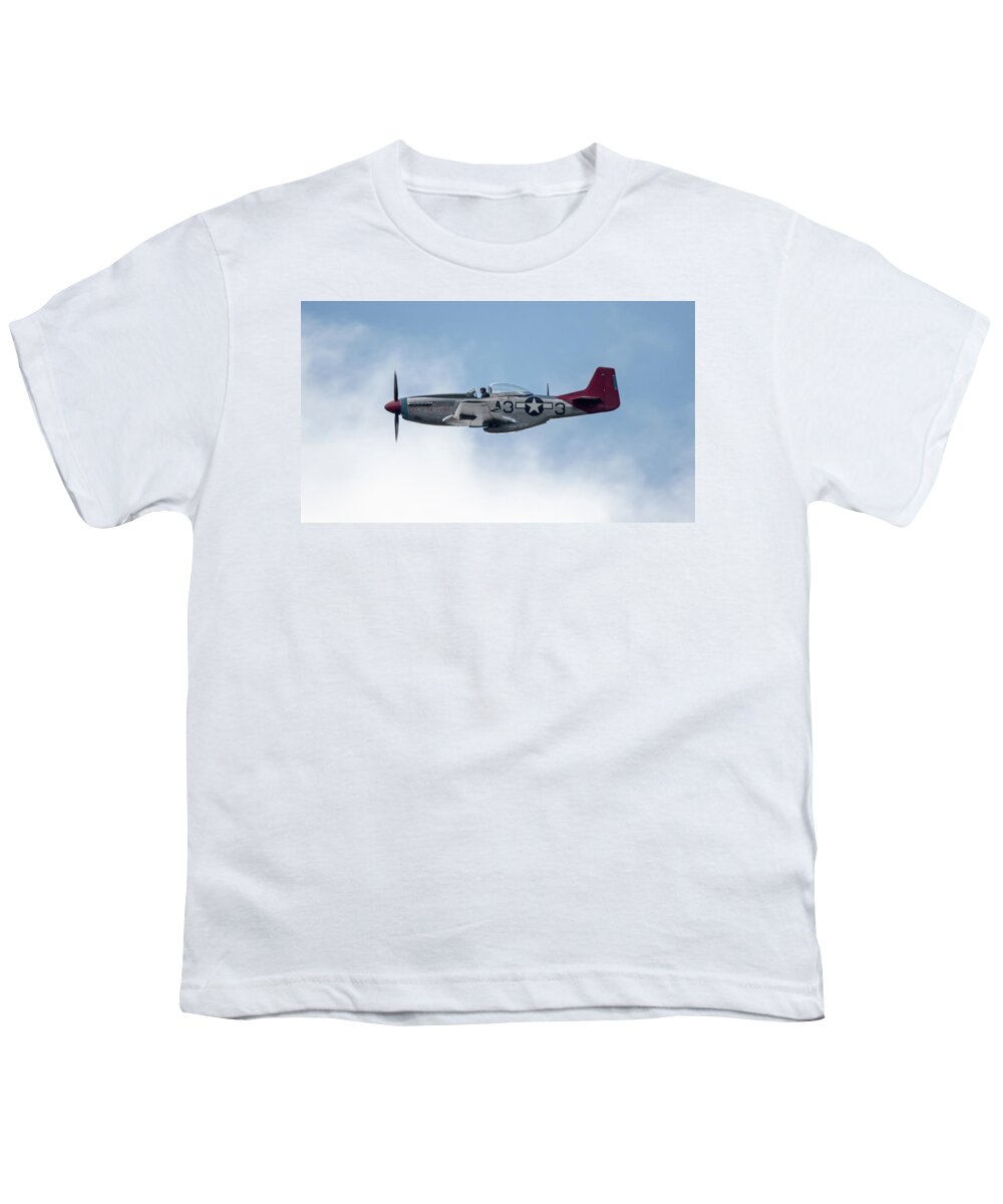 P51 Mustang Youth T-Shirt featuring the photograph P51 Mustang Tall In The Saddle #7 by Airpower Art