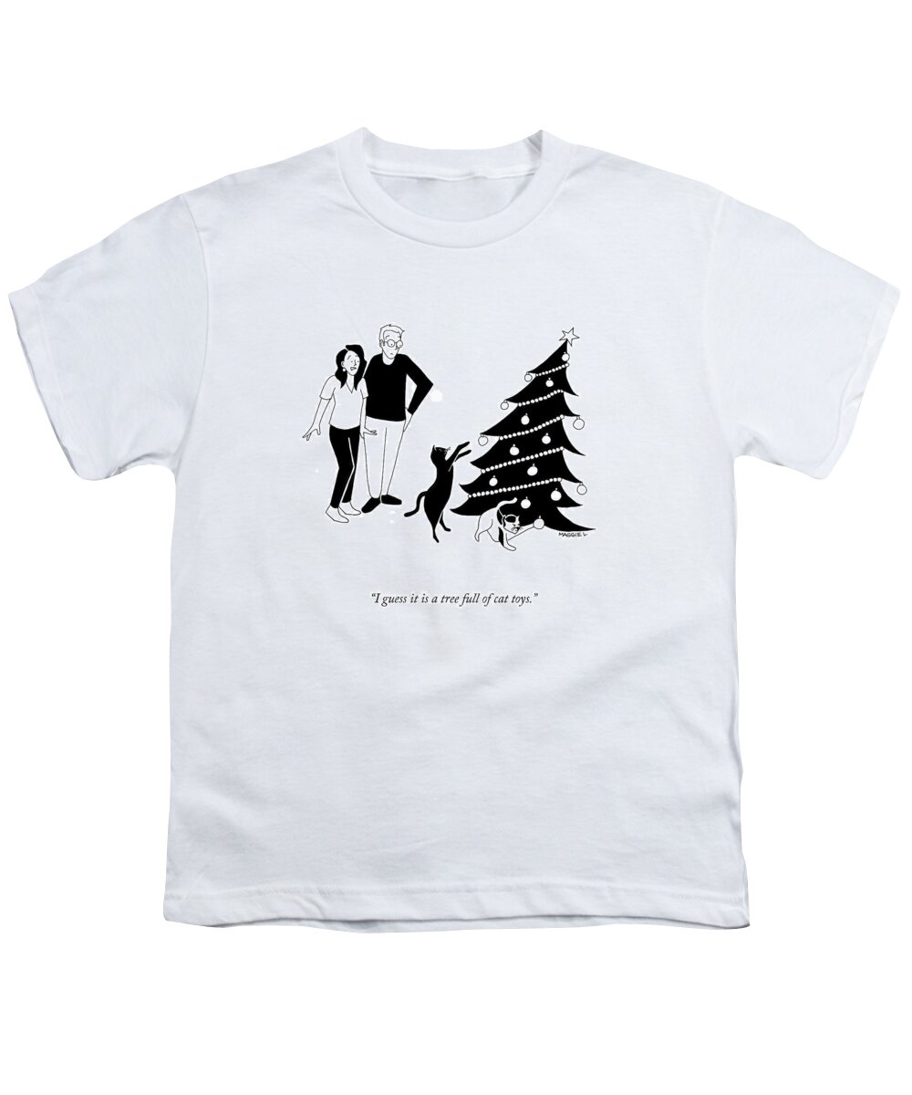 I Guess It Is A Tree Full Of Cat Toys. Youth T-Shirt featuring the drawing A Tree Full Of Cat Toys by Maggie Larson