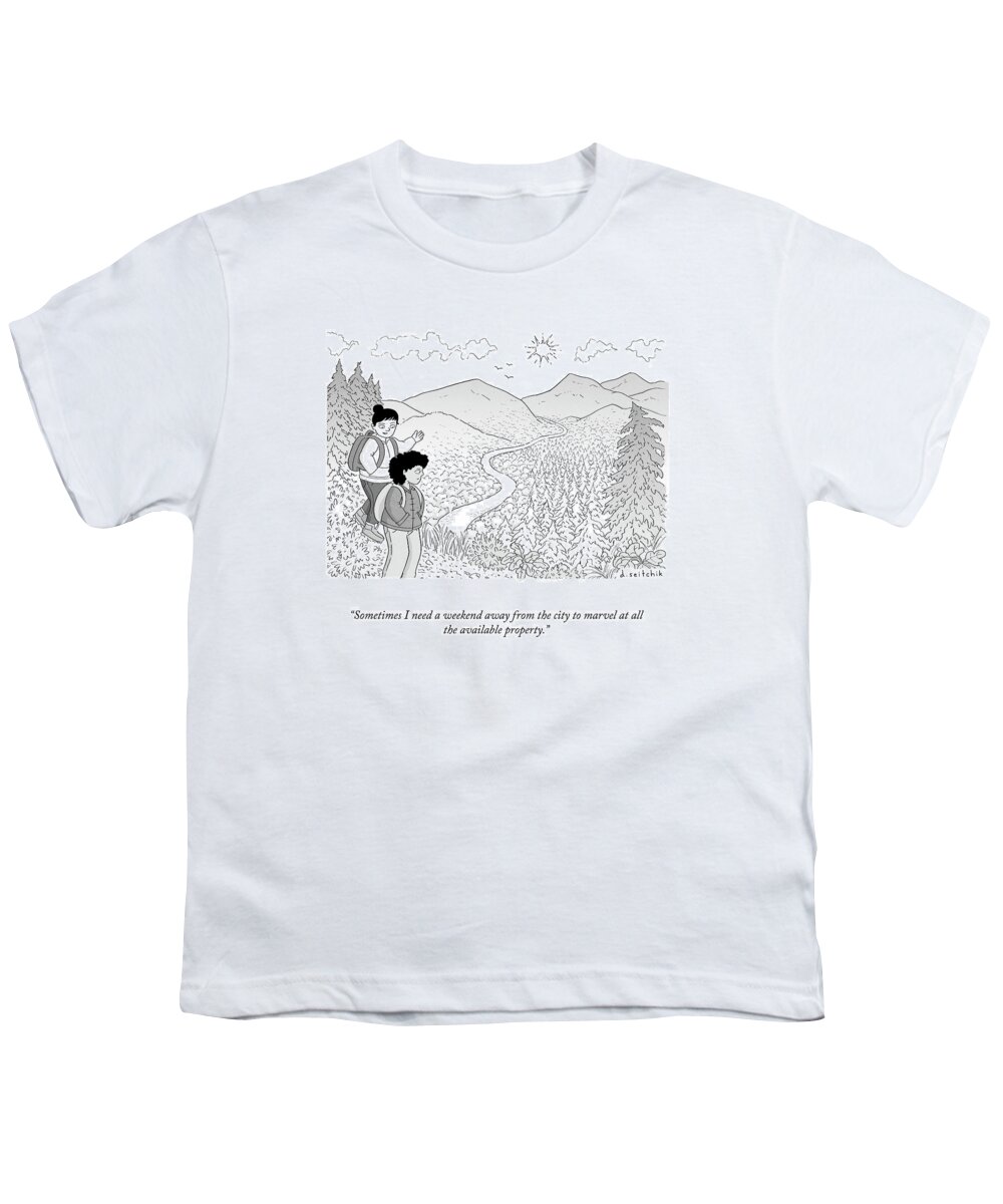 A24981 Youth T-Shirt featuring the drawing A Weekend Away From The City by Daryl Seitchik
