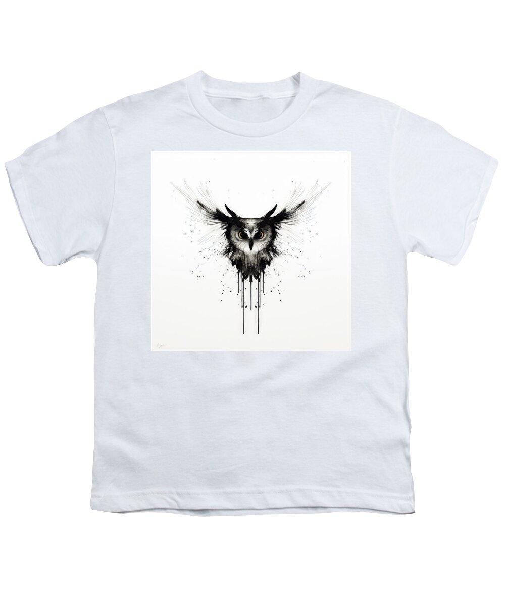Owl Modern Art Youth T-Shirt featuring the painting Abstract Owl Art by Lourry Legarde