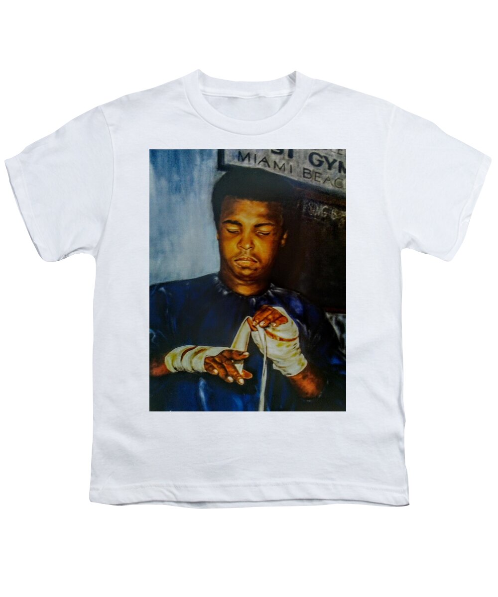 Muhammad Ali Youth T-Shirt featuring the painting Ali Preparation by Victor Thomason