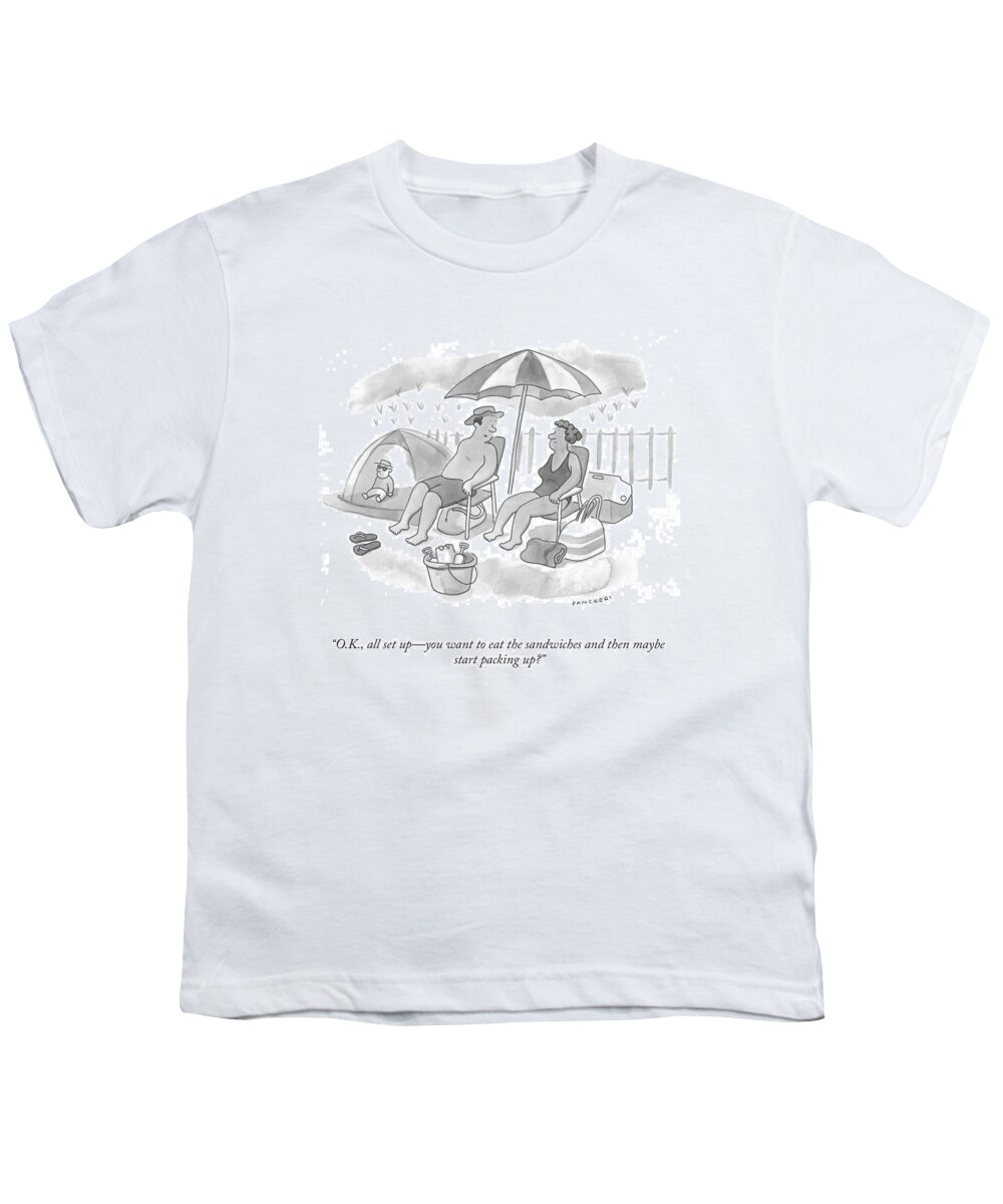 O.k. Youth T-Shirt featuring the drawing All Set Up by Drew Panckeri