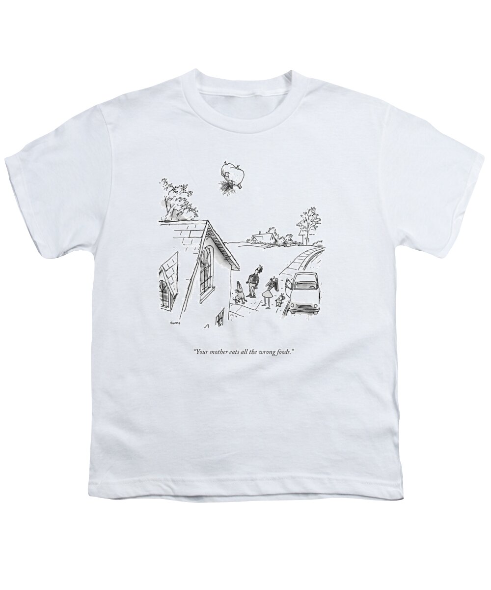 Your Mother Eats All The Wrong Foods. Youth T-Shirt featuring the drawing All The Wrong Foods by George Booth