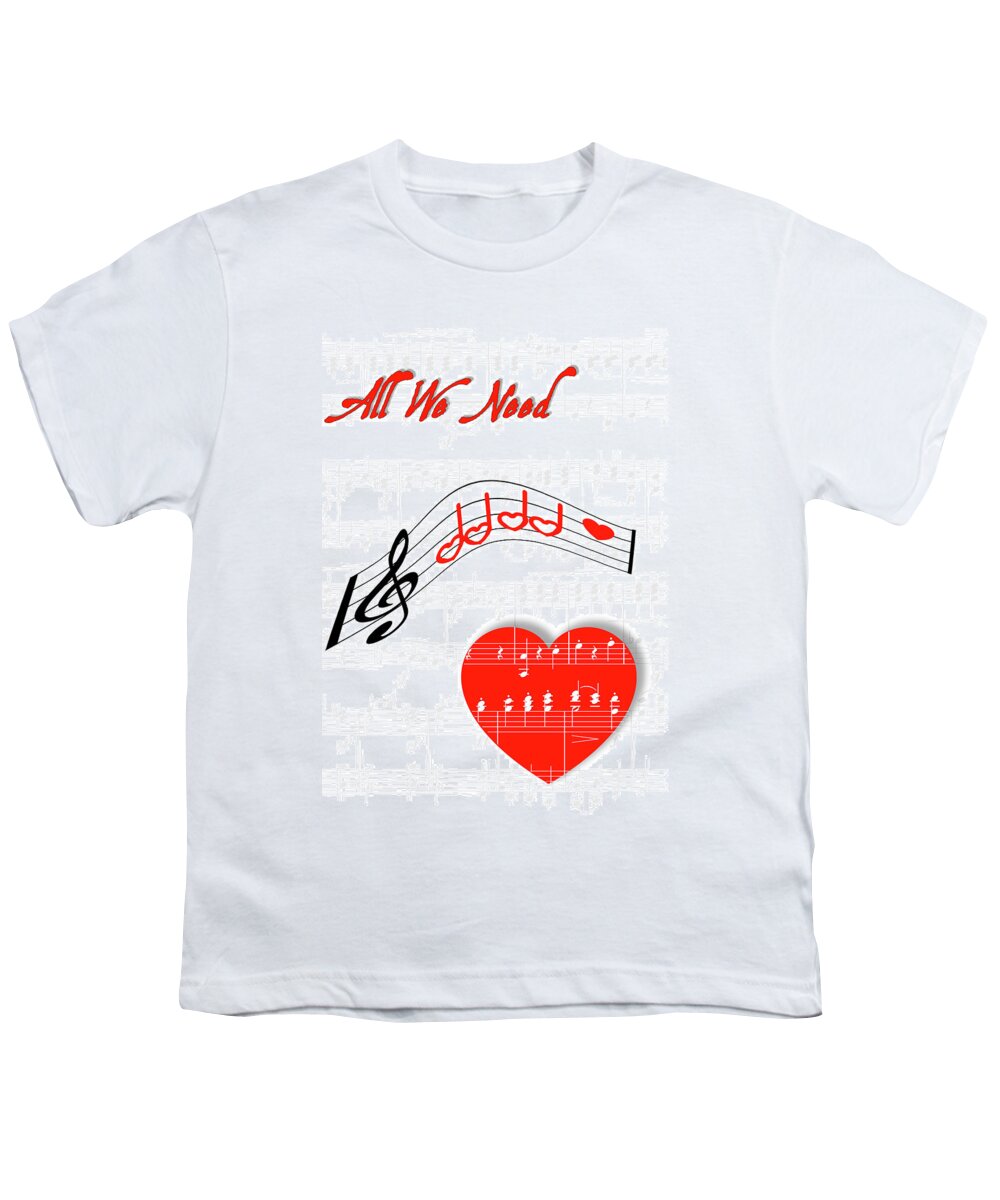 Music Youth T-Shirt featuring the mixed media All We Need by Moira Law