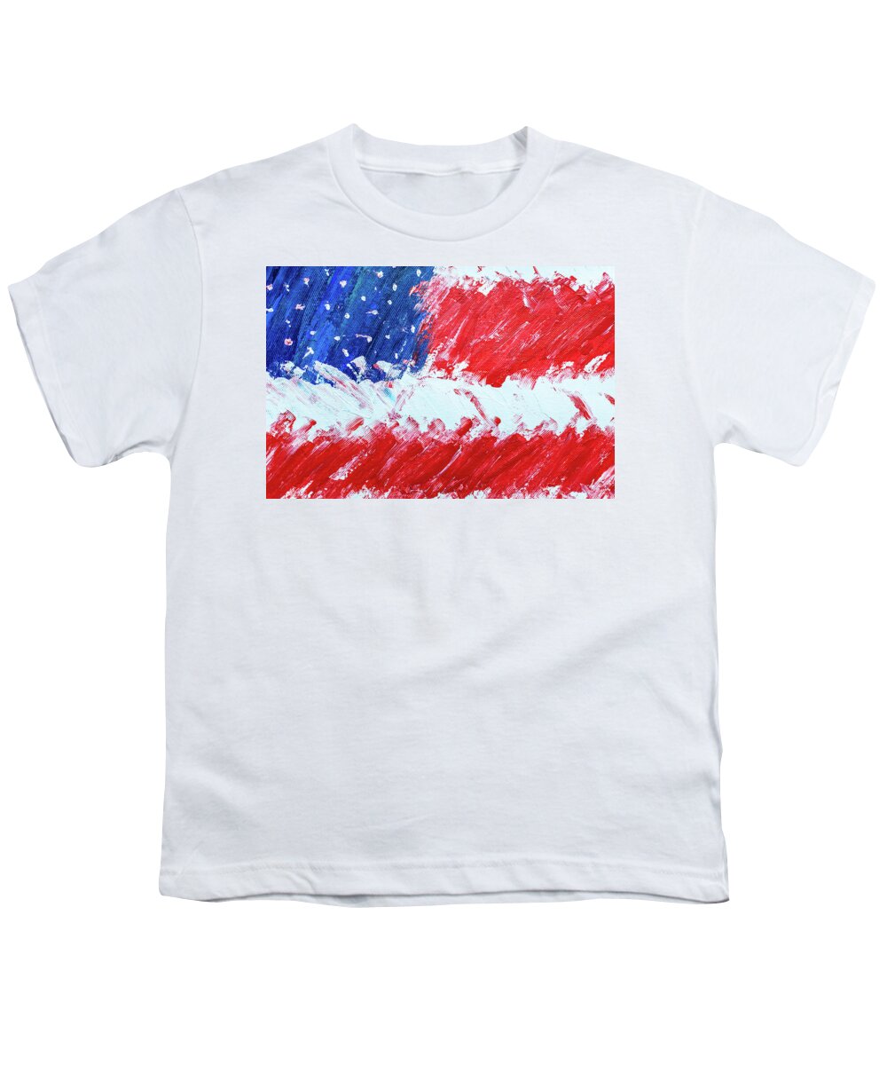 Paint Youth T-Shirt featuring the photograph American Flag Painting by Amelia Pearn