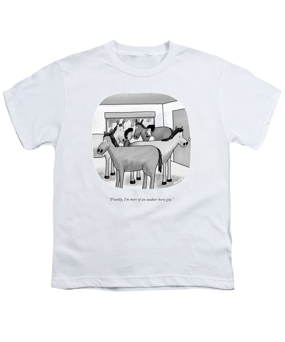 Frankly Youth T-Shirt featuring the drawing An Outdoor Horse Guy by Lonnie Millsap
