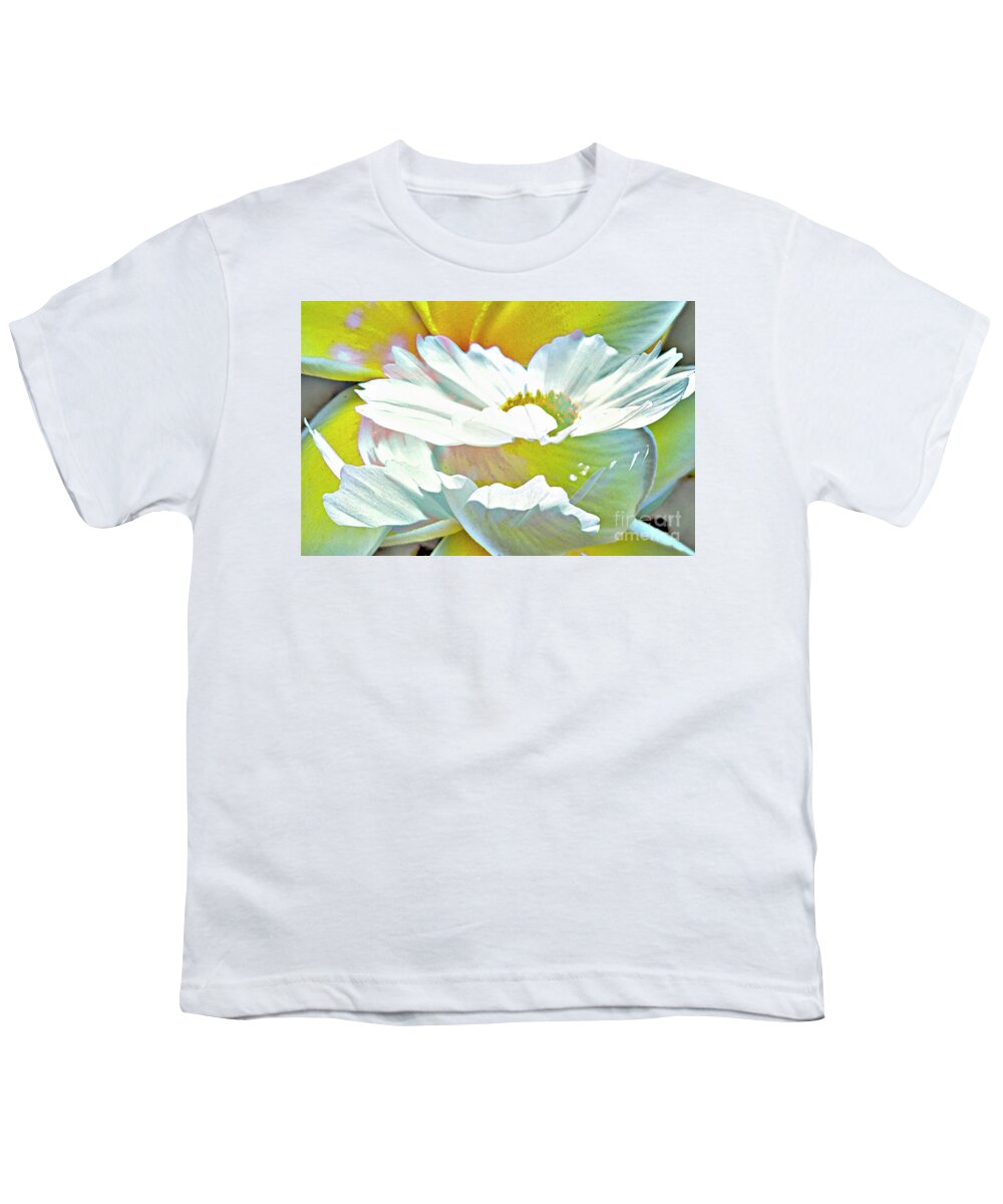 Double Exposure Youth T-Shirt featuring the digital art Angel Flowers by Tracey Lee Cassin