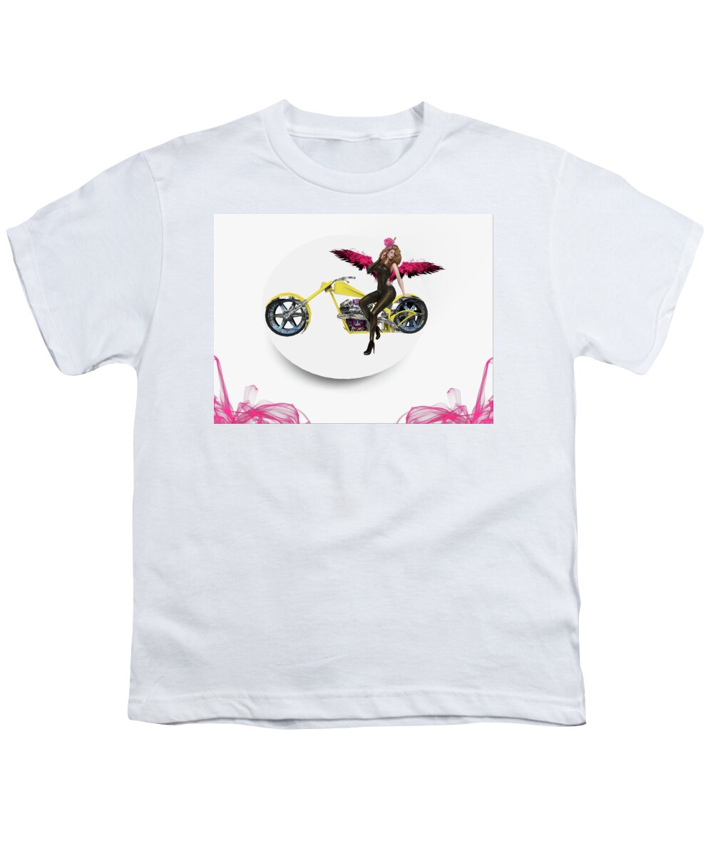 Art Youth T-Shirt featuring the digital art Angel Girl by Jean M Nelson
