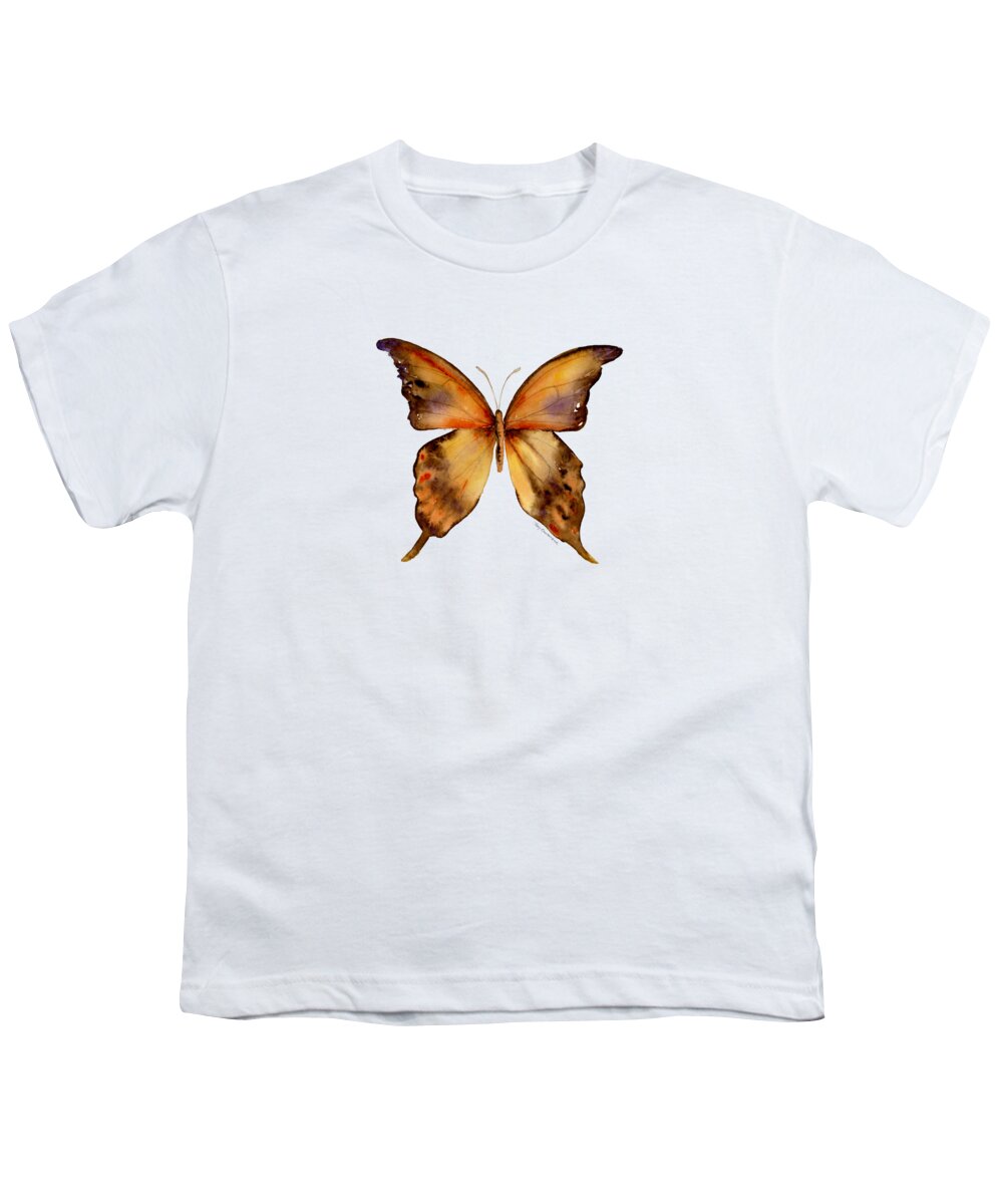 Yellow Youth T-Shirt featuring the painting 7 Yellow Gorgon Butterfly by Amy Kirkpatrick