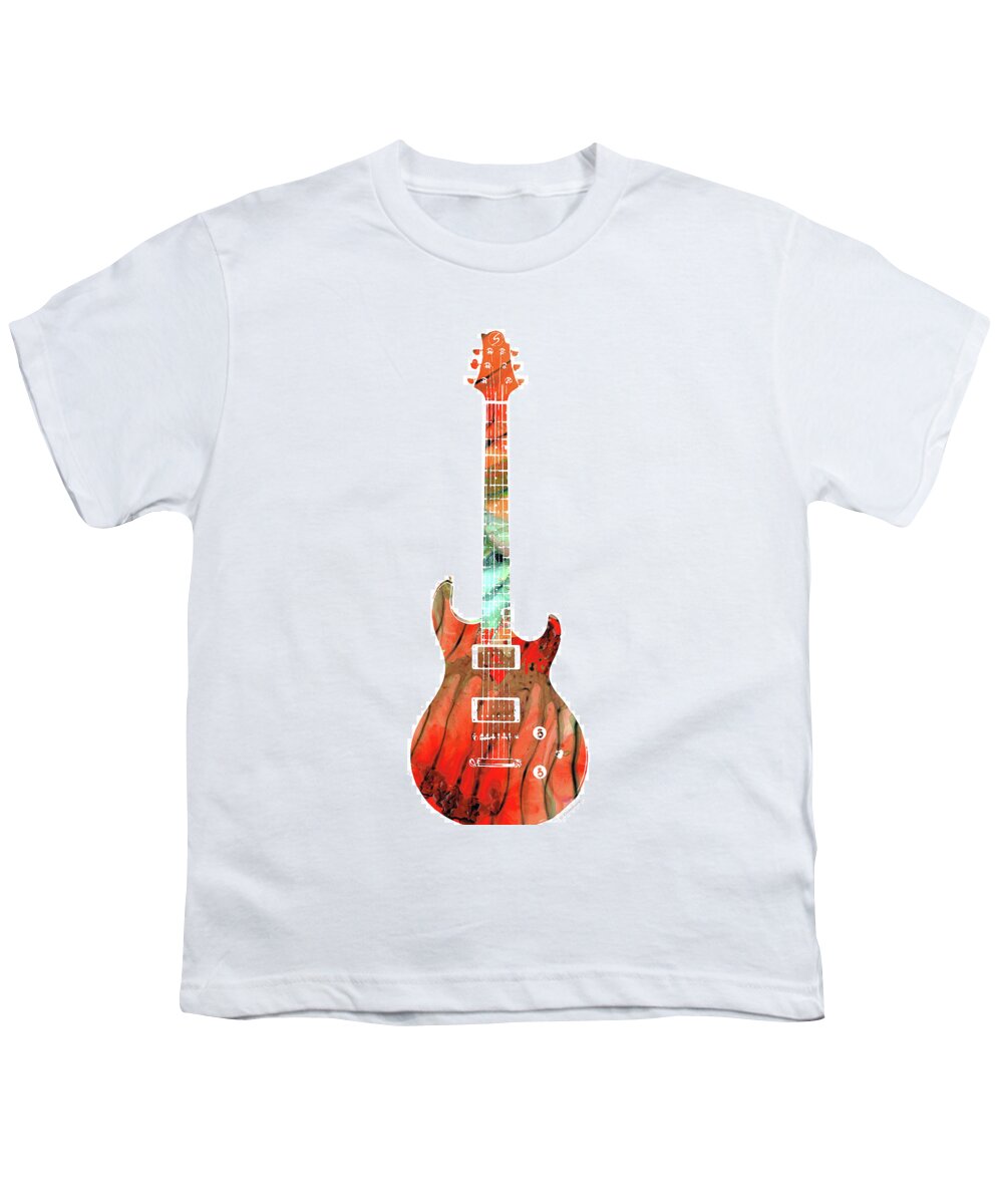Guitar Youth T-Shirt featuring the painting Electric Guitar 2 - Buy Colorful Abstract Musical Instrument by Sharon Cummings