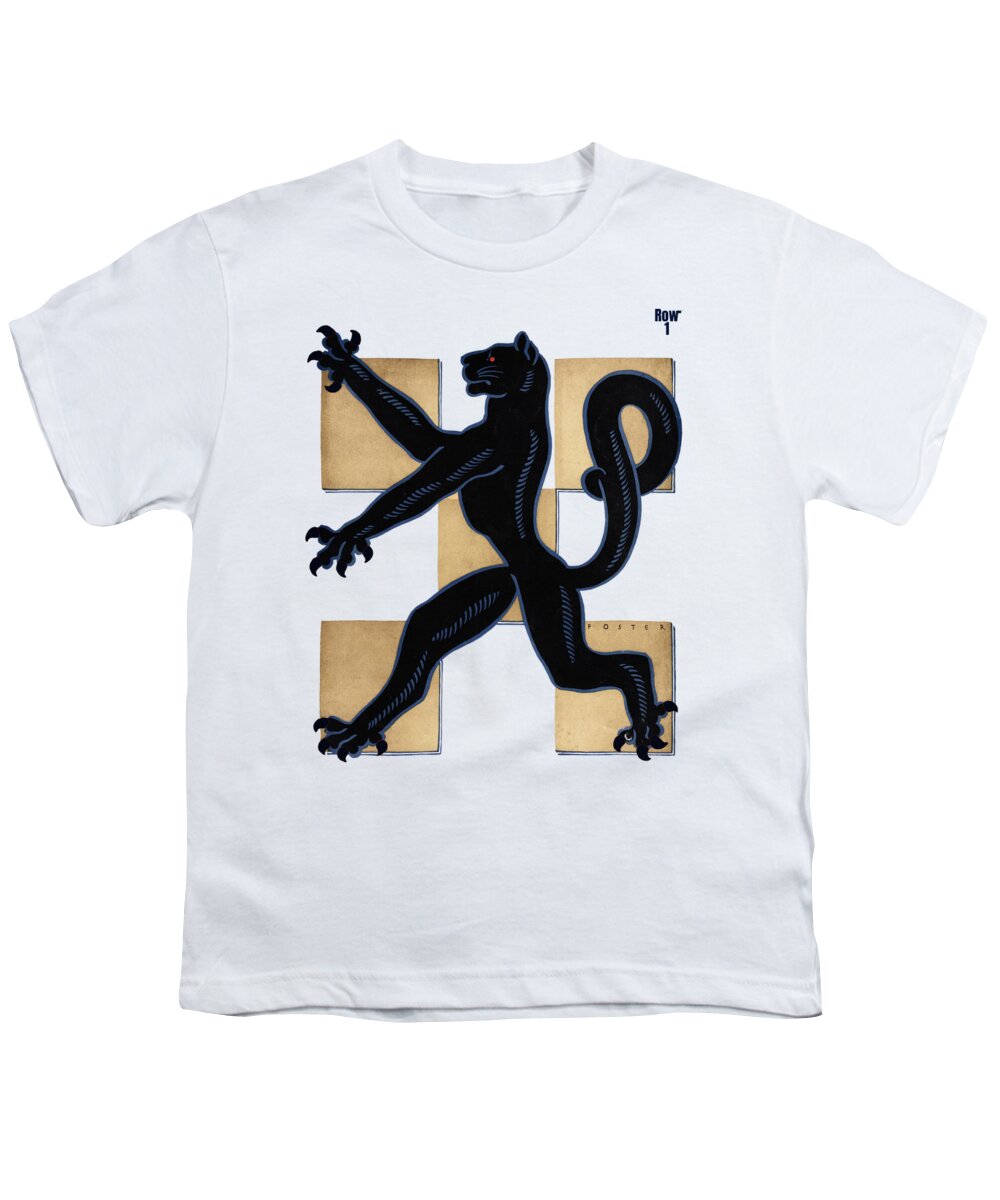 1949 Youth T-Shirt featuring the mixed media 1949 Vintage Pittsburgh Panther Art by Row One Brand