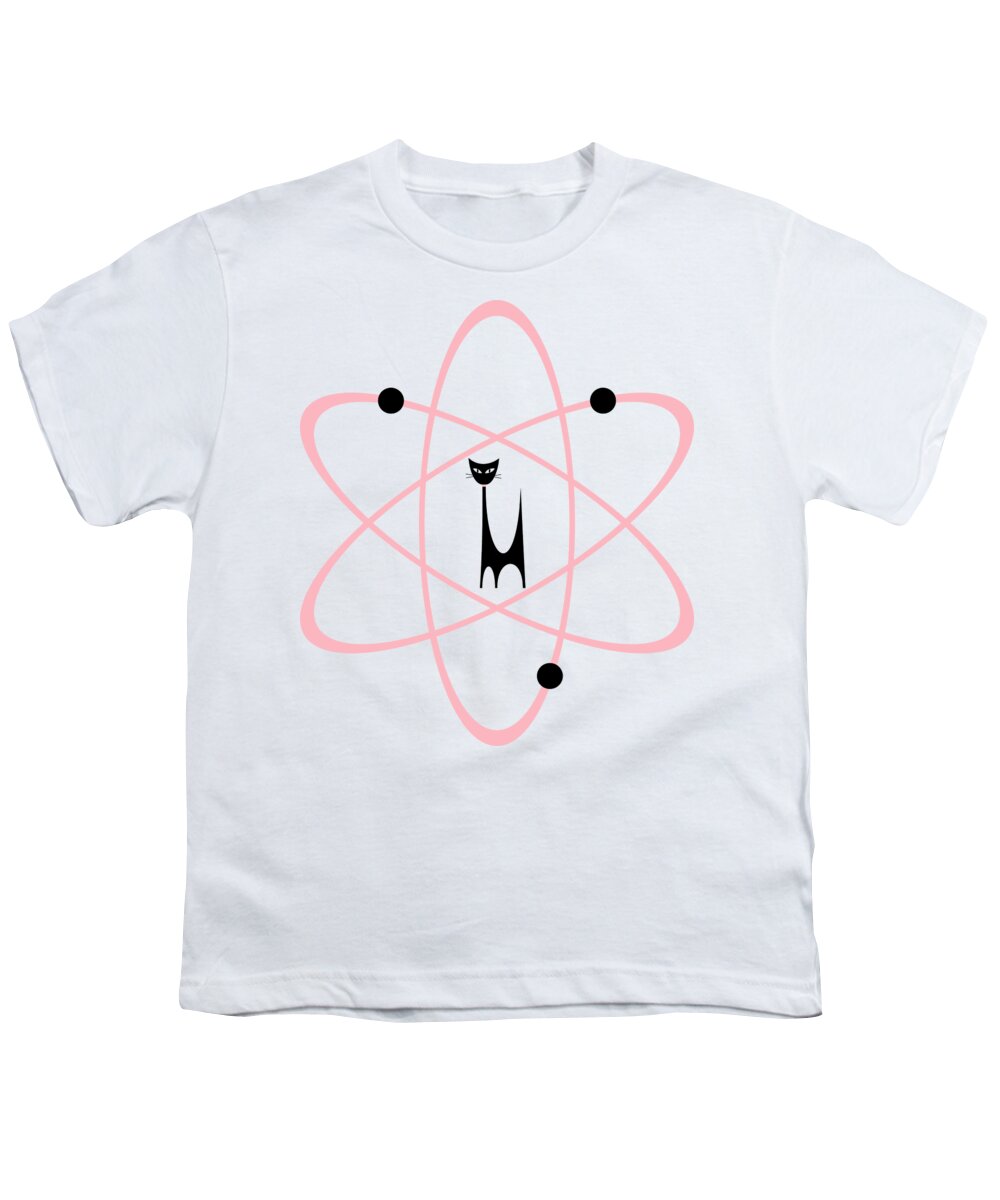 Atomic Cat Youth T-Shirt featuring the digital art Atom Cat in Pink Transparent Background by Donna Mibus