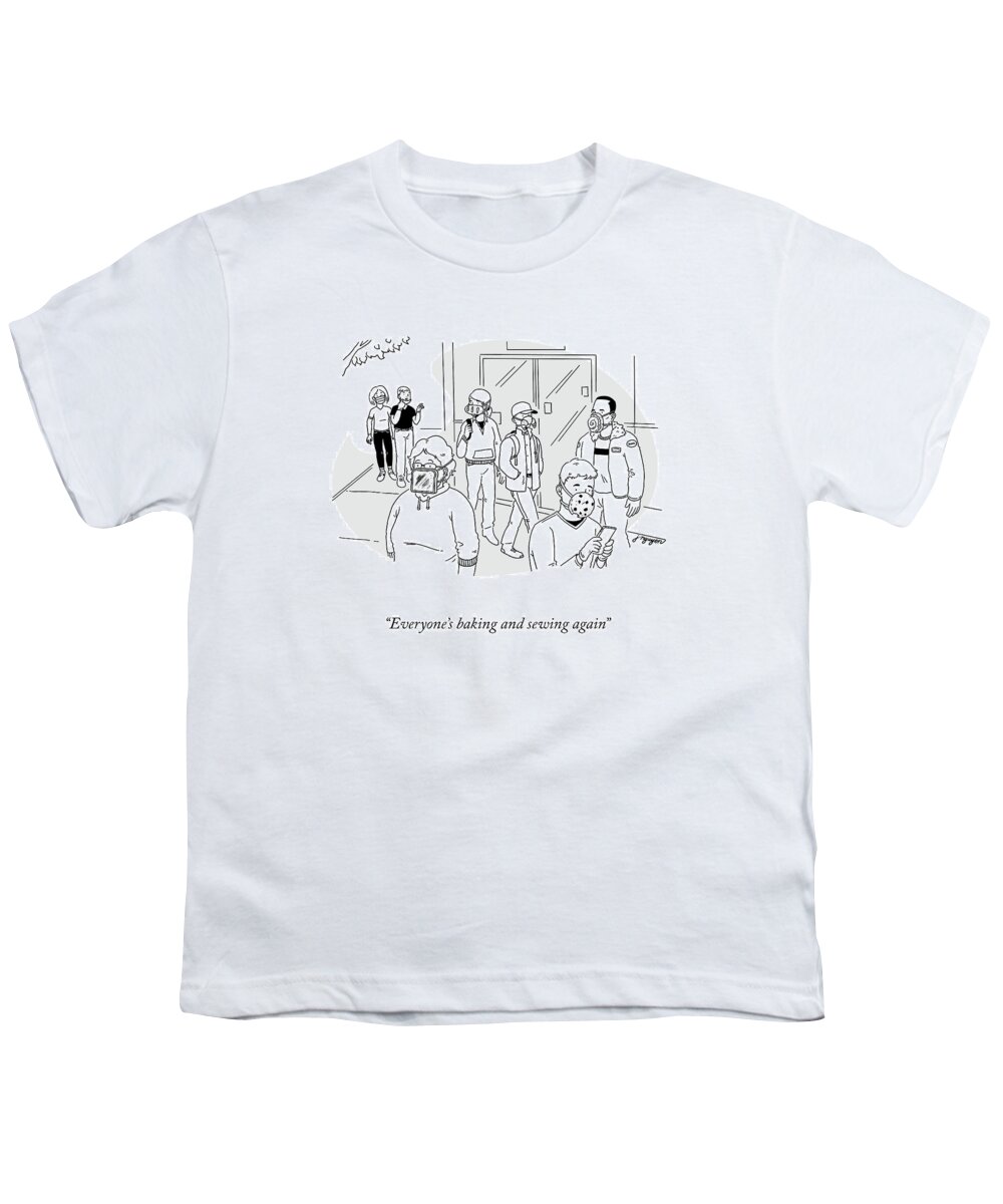 Everyone's Baking And Sewing Again. Youth T-Shirt featuring the drawing Baking And Sewing by Jeremy Nguyen