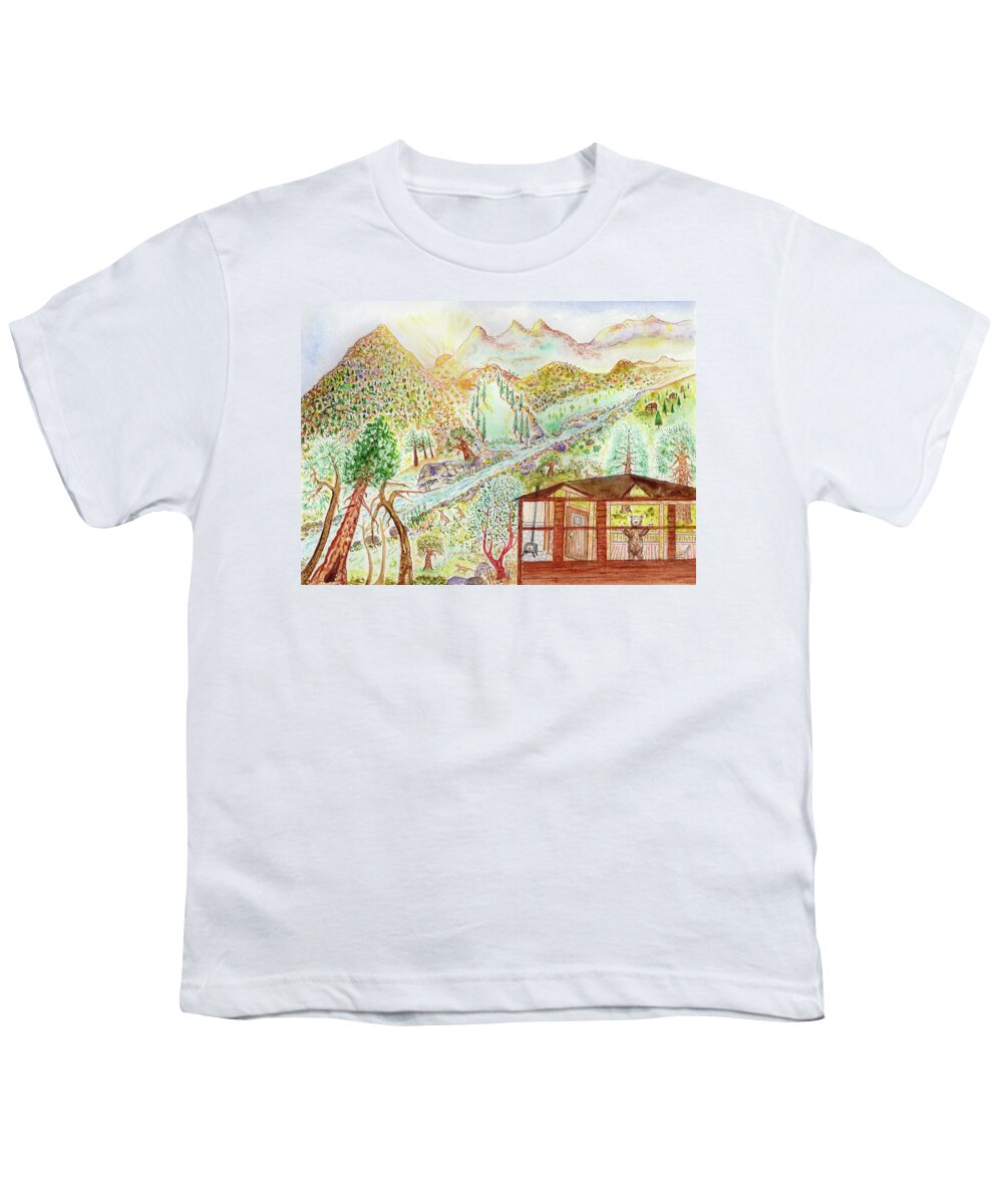 Bear Youth T-Shirt featuring the painting Bear Visits by Jim Taylor