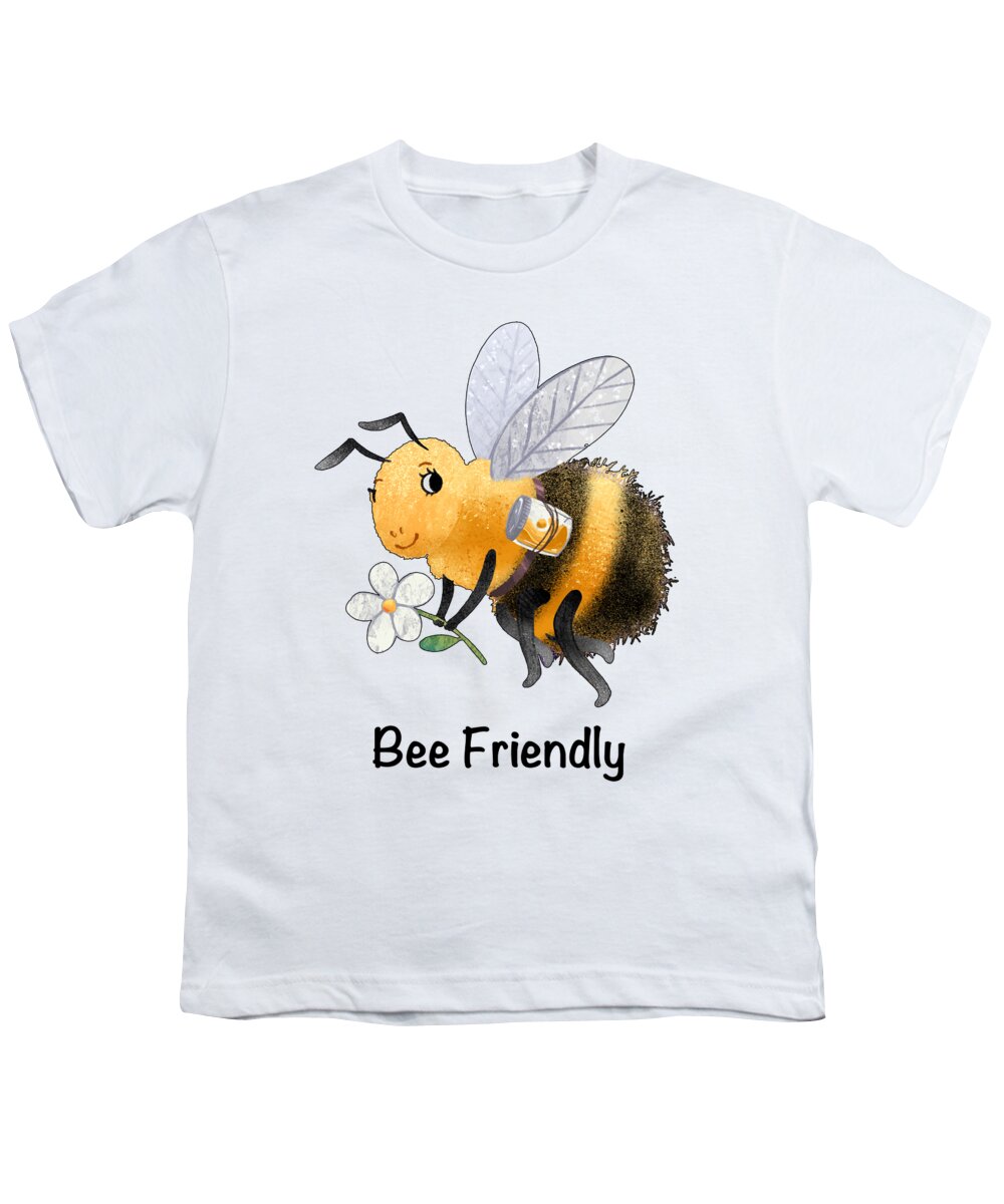 Fun Youth T-Shirt featuring the painting Bee Friendly by Miki De Goodaboom