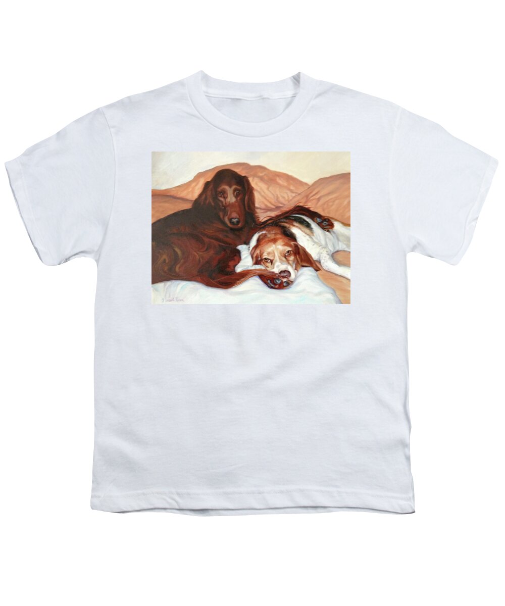 Two Dogs Youth T-Shirt featuring the painting Best Buddies by Judy Rixom