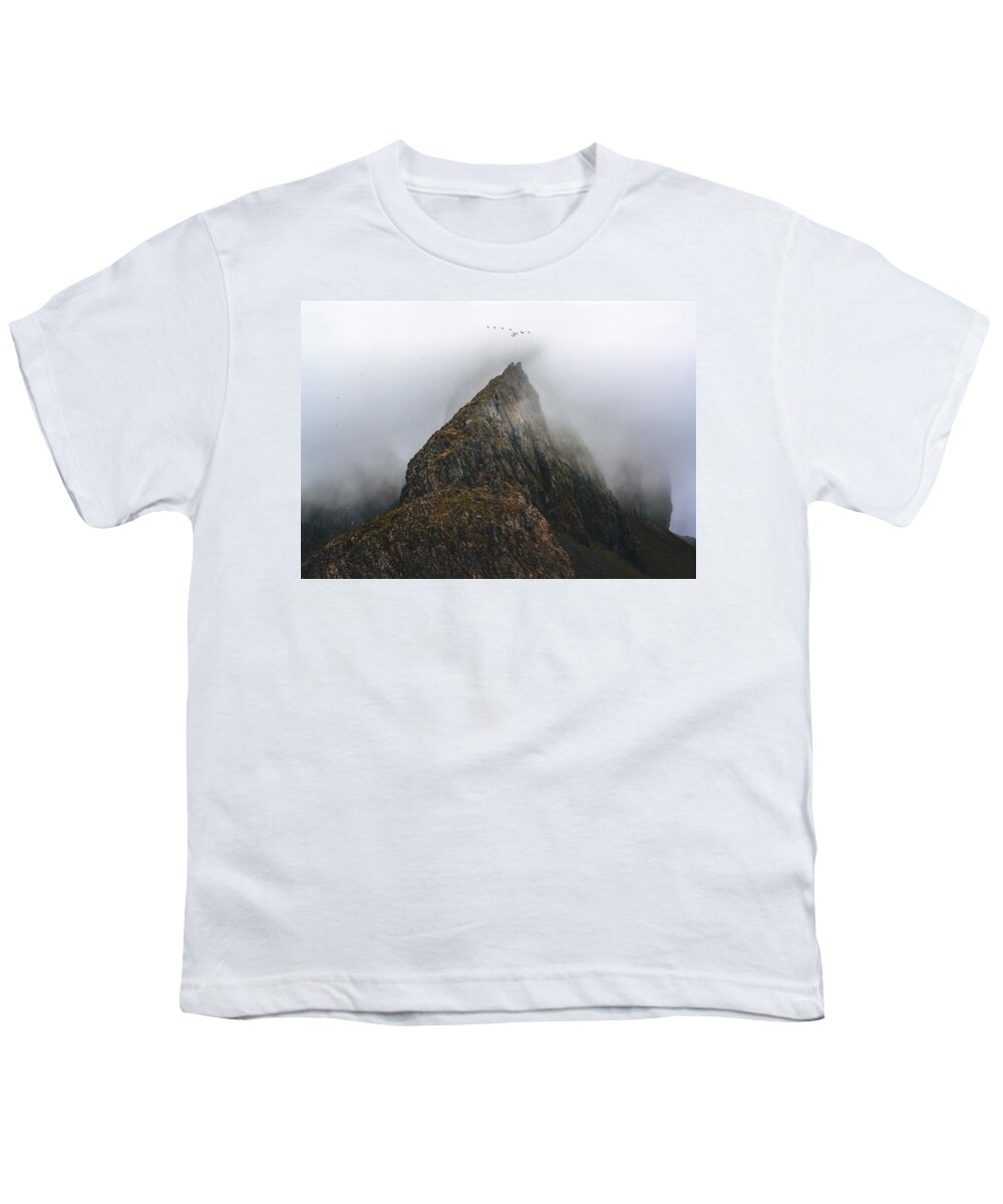 Beauty In Nature Youth T-Shirt featuring the photograph Birds of Krossanesfjall by Dee Potter