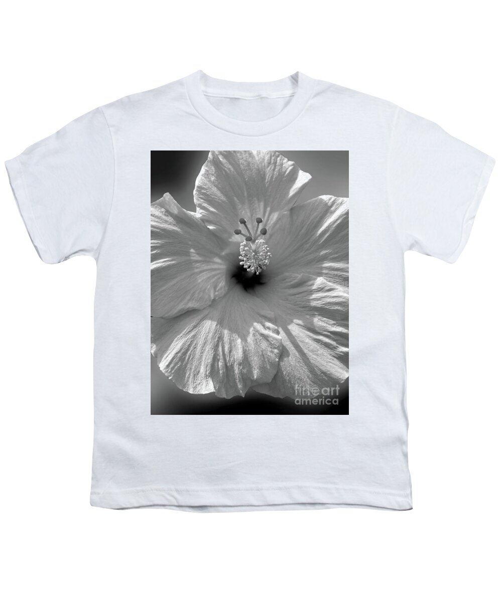 Flower Youth T-Shirt featuring the photograph Black and White Hibiscus by Mafalda Cento