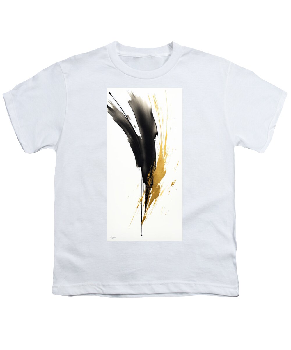 Wabi Sabi Youth T-Shirt featuring the painting Black Feather by Lourry Legarde