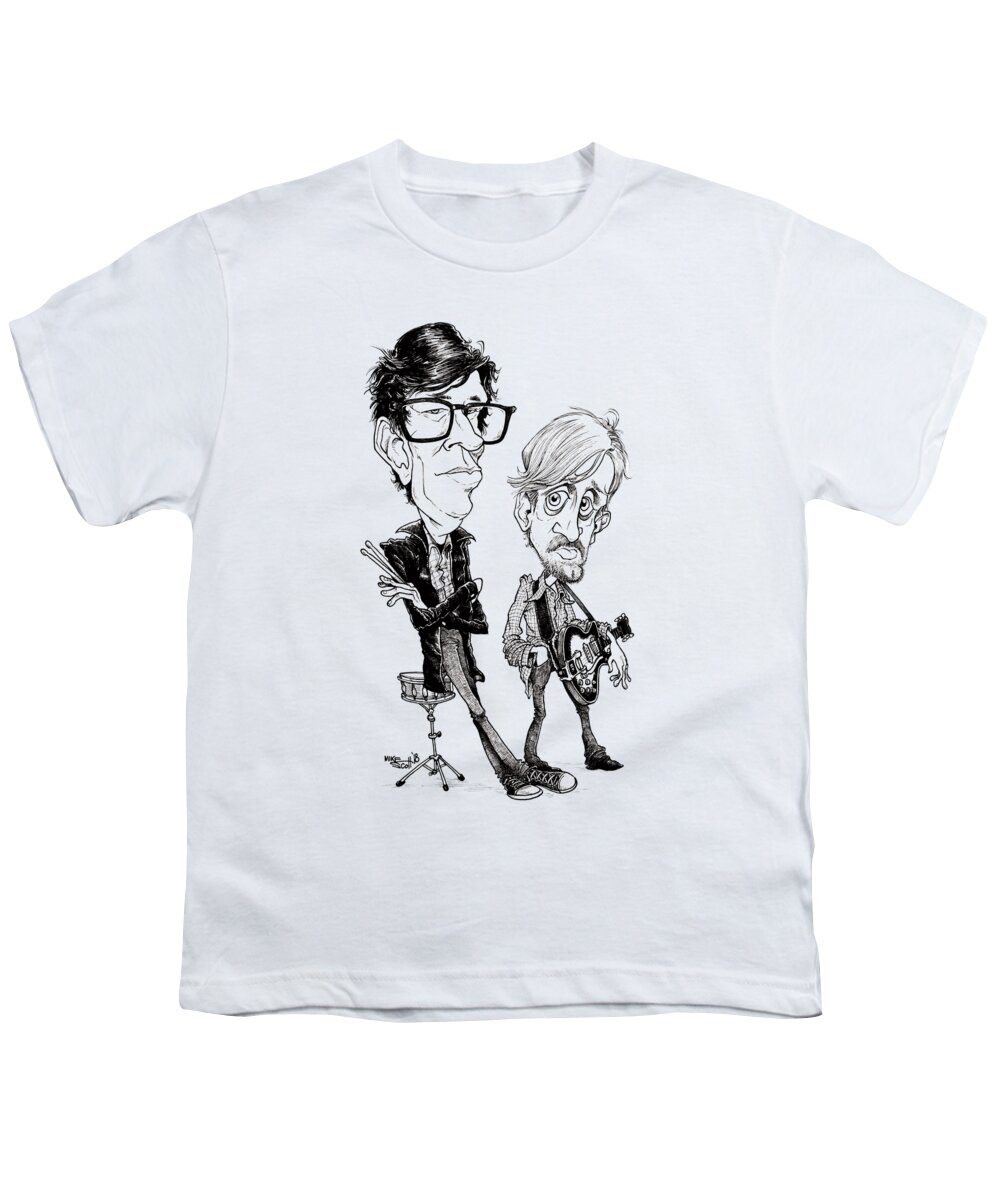 Cartoon Youth T-Shirt featuring the drawing Black Keys by Mike Scott