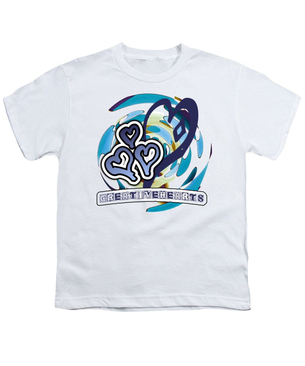 Blue Youth T-Shirt featuring the digital art Blue Heart Graphic Sticker by Delynn Addams