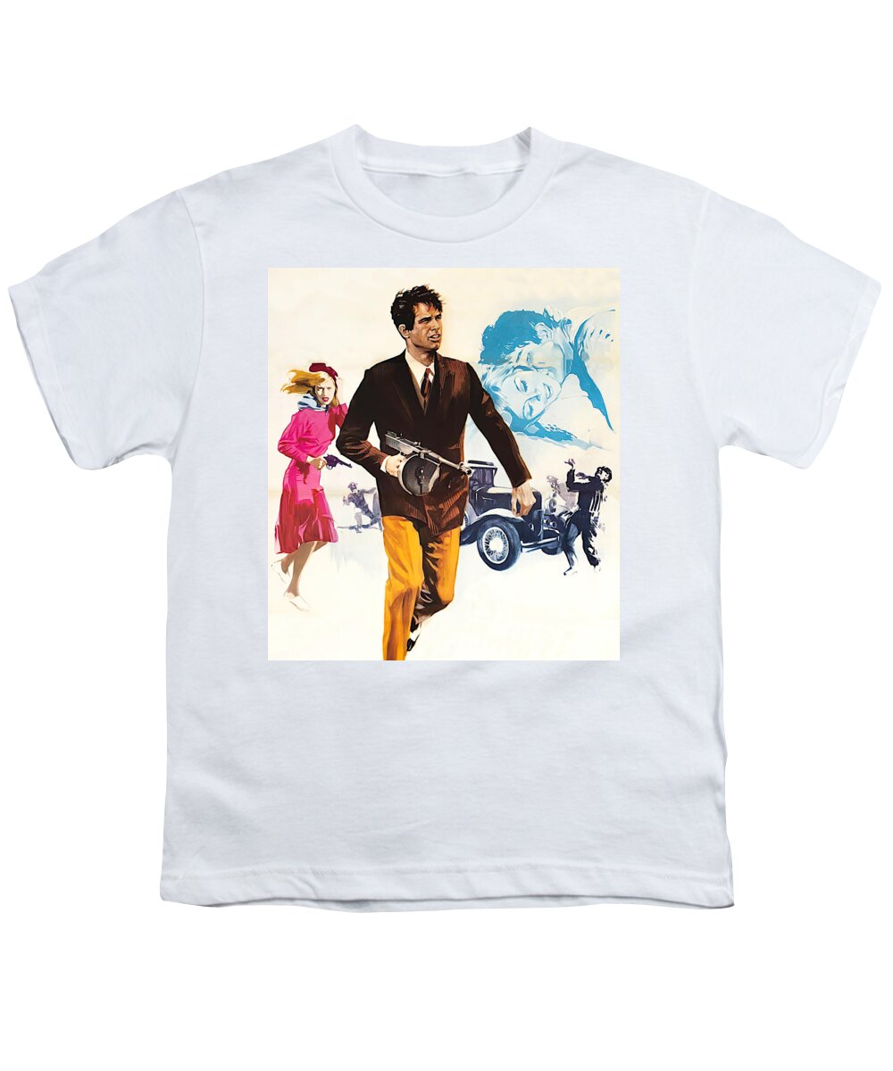 Bonnie Youth T-Shirt featuring the painting ''Bonnie and Clyde'', 1967, movie poster base painting by Movie World Posters