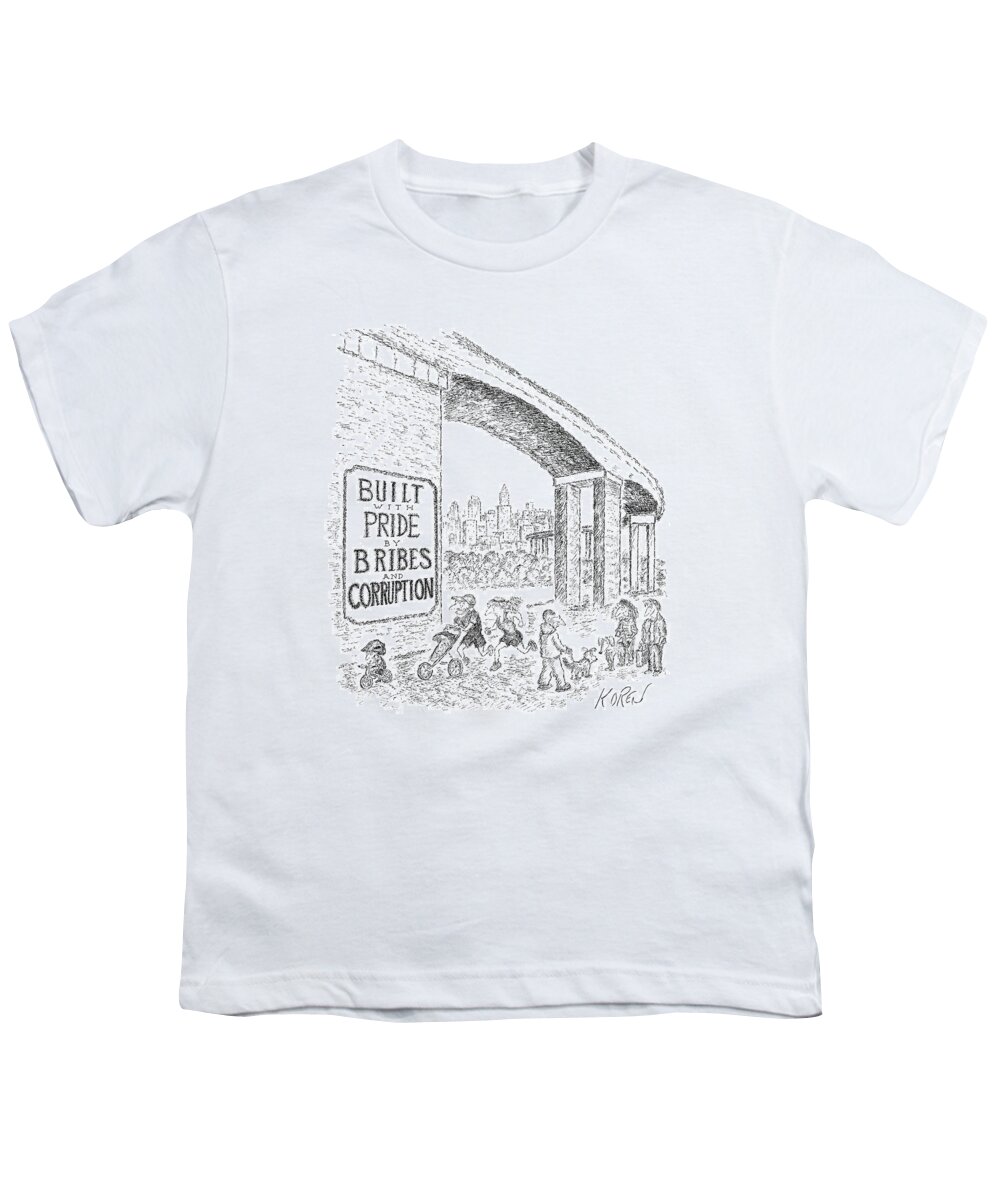 Captionless Youth T-Shirt featuring the drawing Built With Pride by Edward Koren