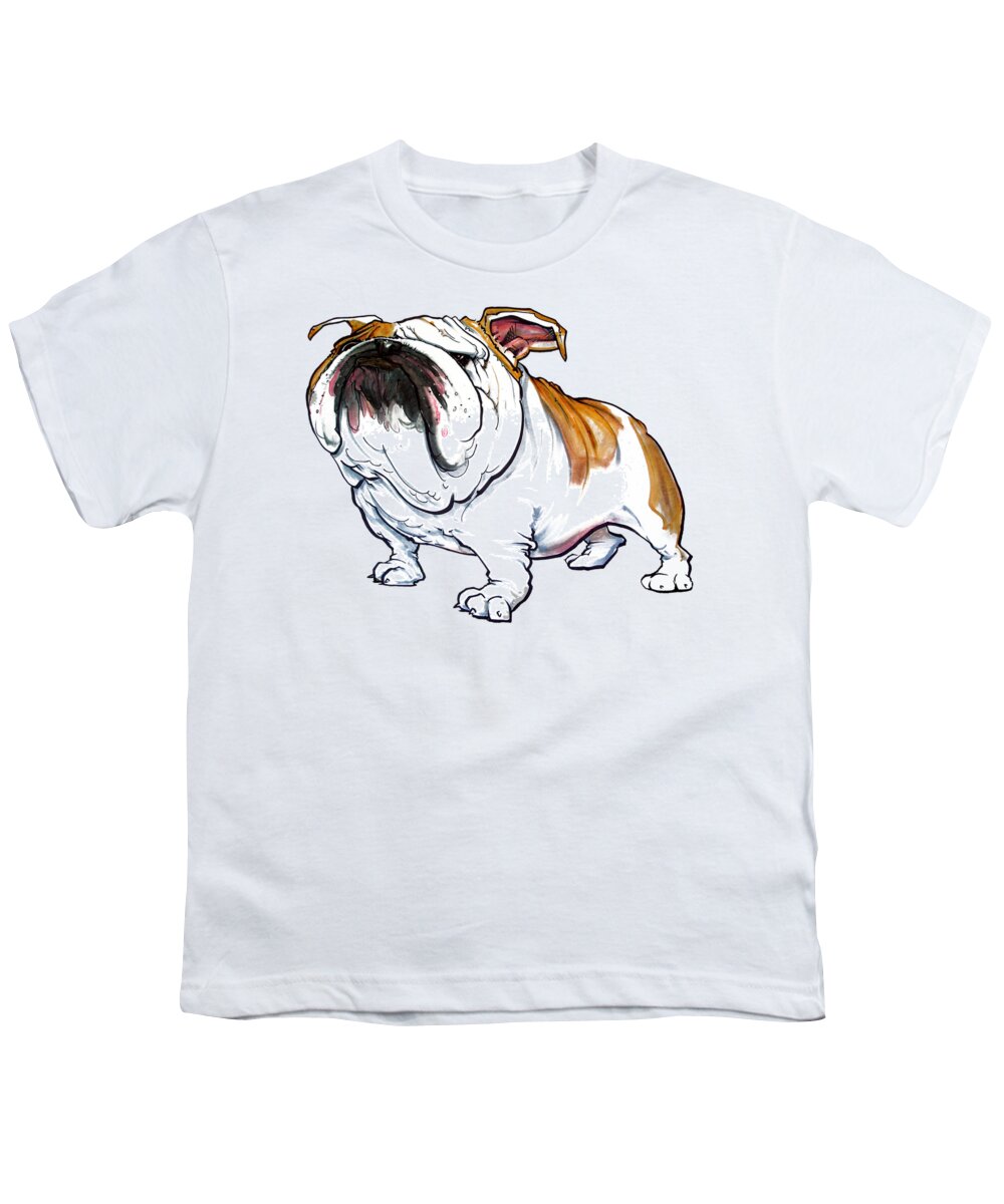 Bulldog Youth T-Shirt featuring the drawing Bulldog Caricature by John LaFree