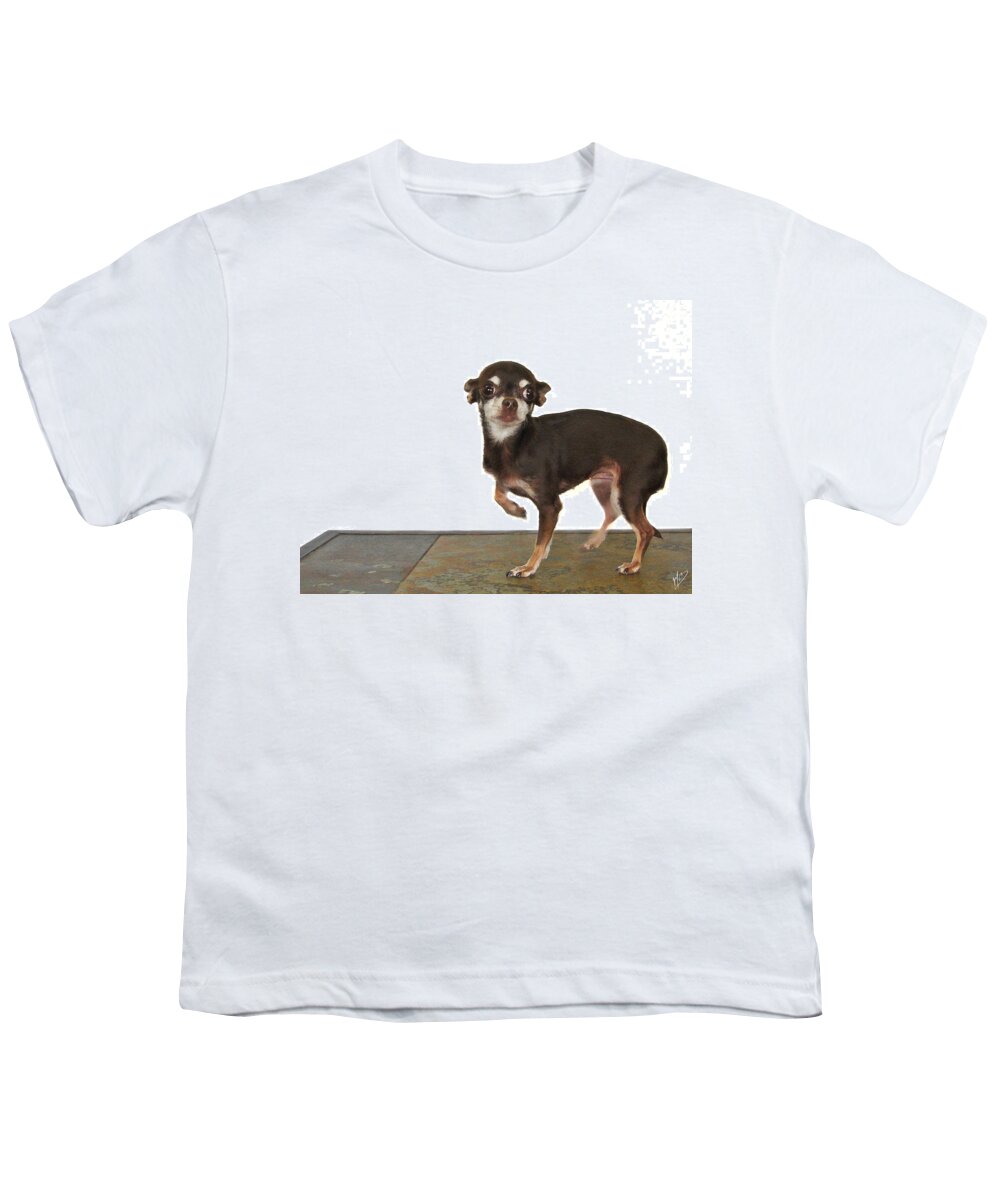 Chihuahua Youth T-Shirt featuring the painting Chi-Chi by Mark Baranowski