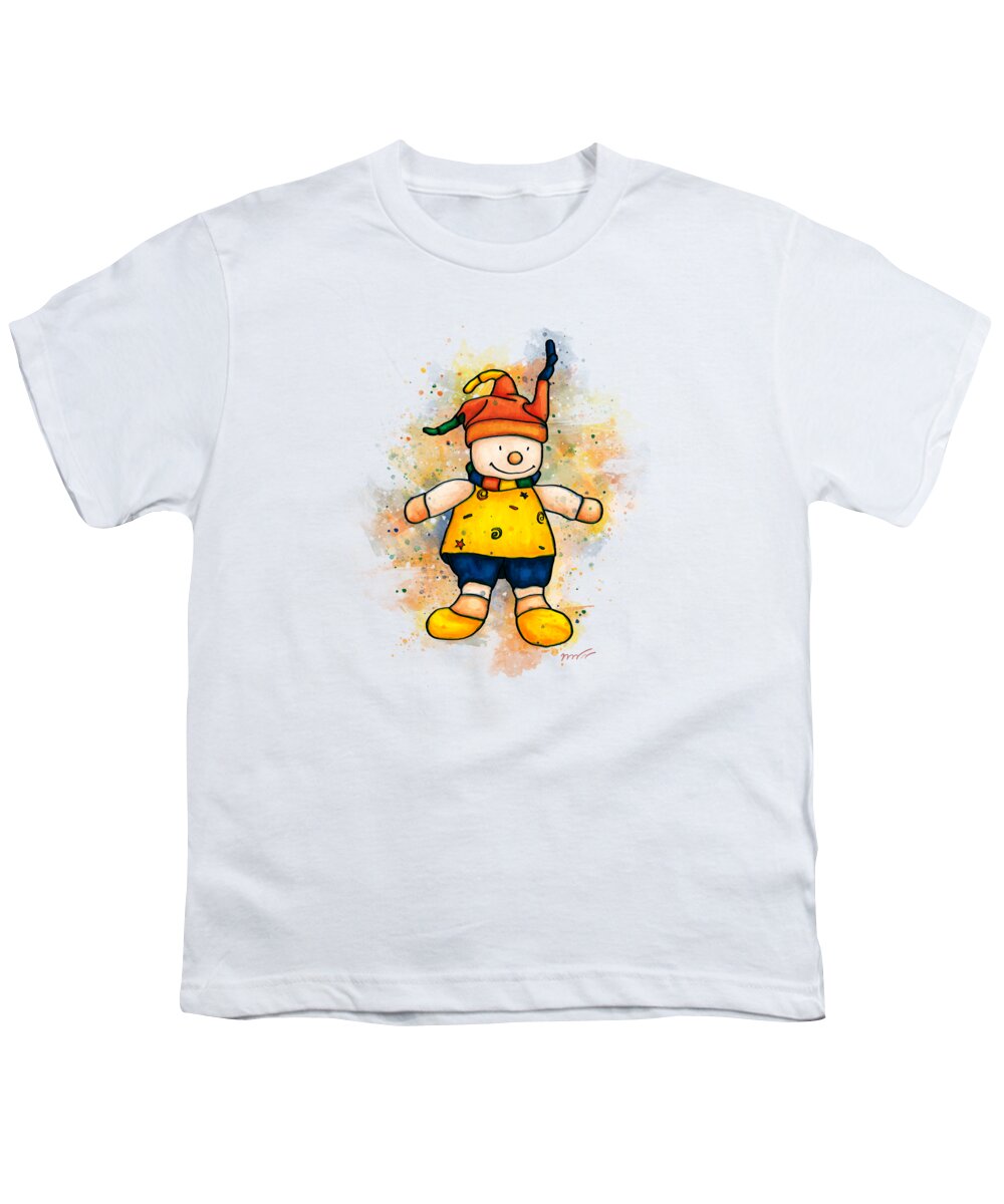 Children's Toy Youth T-Shirt featuring the painting Children's toy painting, clown toy by Nadia CHEVREL