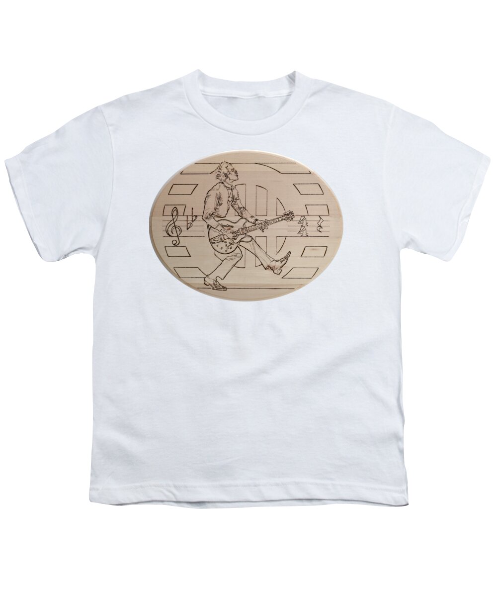 Pyrography Youth T-Shirt featuring the pyrography Chuck Berry - Viva Viva Rock 'N' Roll by Sean Connolly