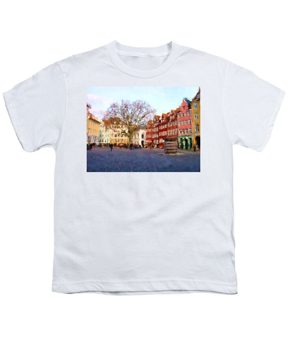 Copenhagen Youth T-Shirt featuring the mixed media Copenhagen by Asbjorn Lonvig