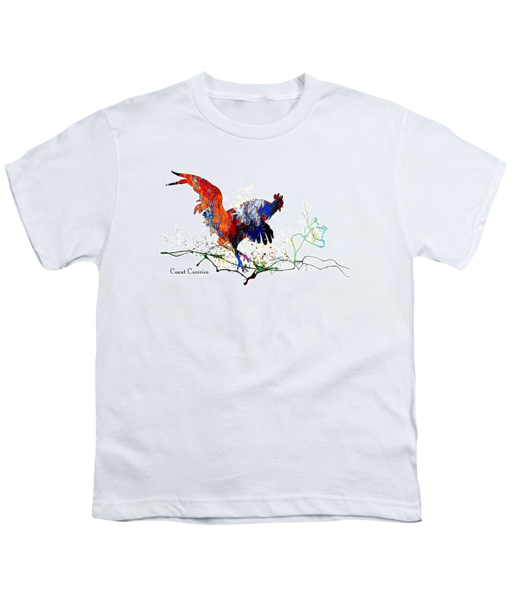 Coq Youth T-Shirt featuring the mixed media Count Cocorico by Miki De Goodaboom