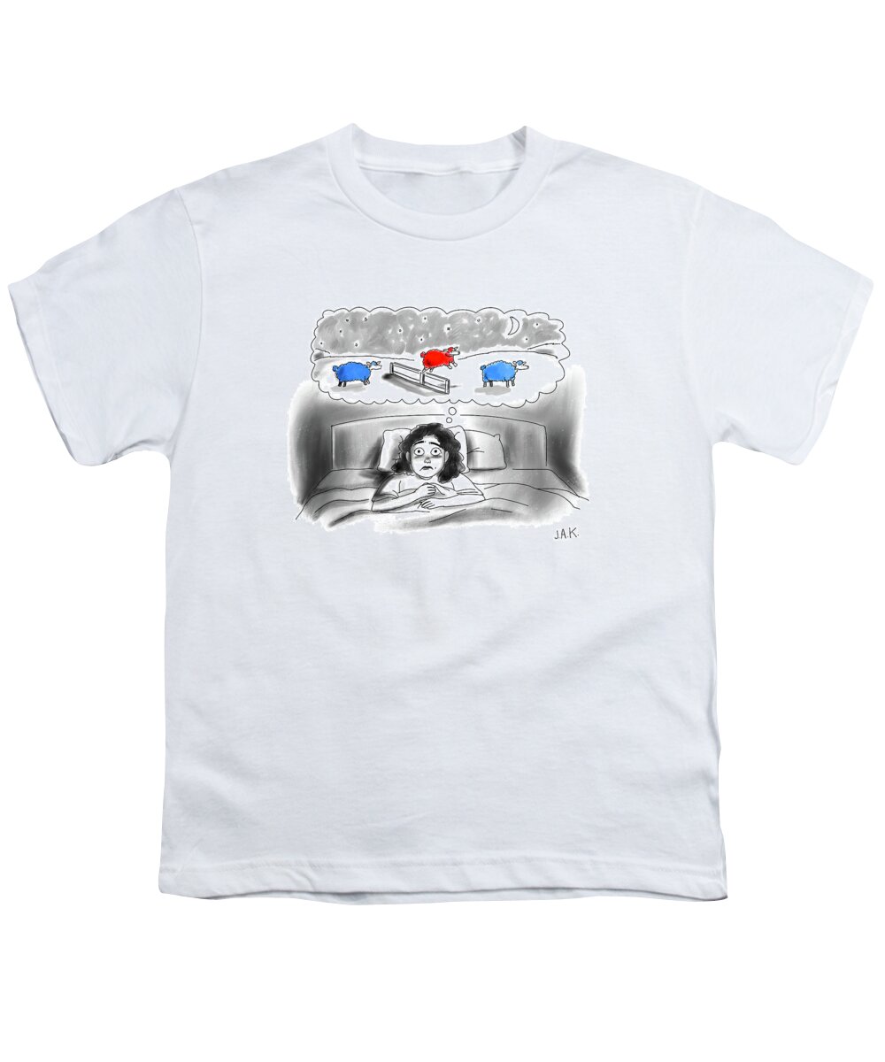 Captionless Youth T-Shirt featuring the drawing Counting Sheep by Jason Adam Katzenstein