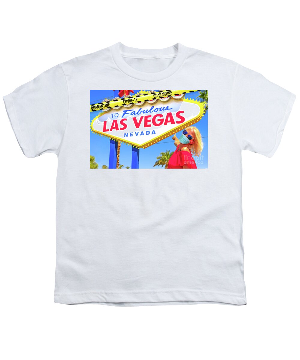 Las Vegas Covid 19 Youth T-Shirt featuring the photograph Covid 19 at Las Vegas by Benny Marty