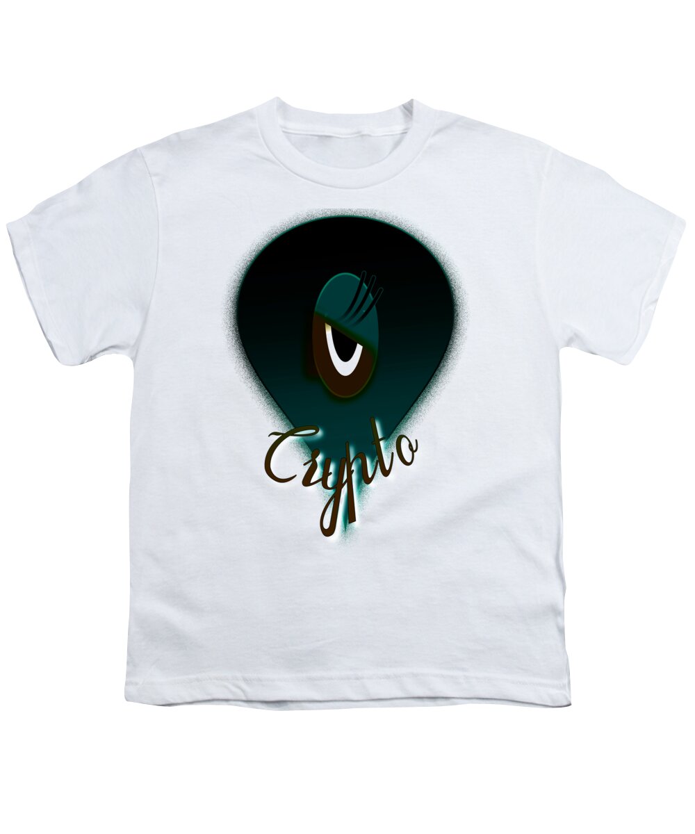 Crypto Youth T-Shirt featuring the digital art Crypto an Orb Family Floater Spy Cartoon by Delynn Addams