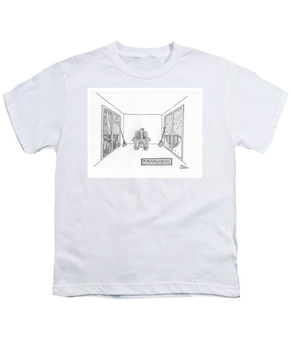 Captionless Youth T-Shirt featuring the drawing December by Paul Karasik