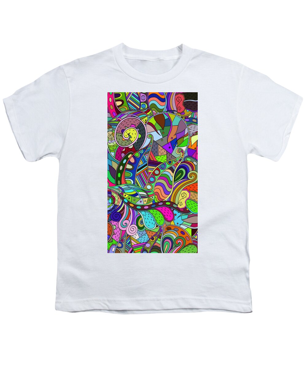 Peacock Youth T-Shirt featuring the drawing Deconstructed Peacock by World Art Collective