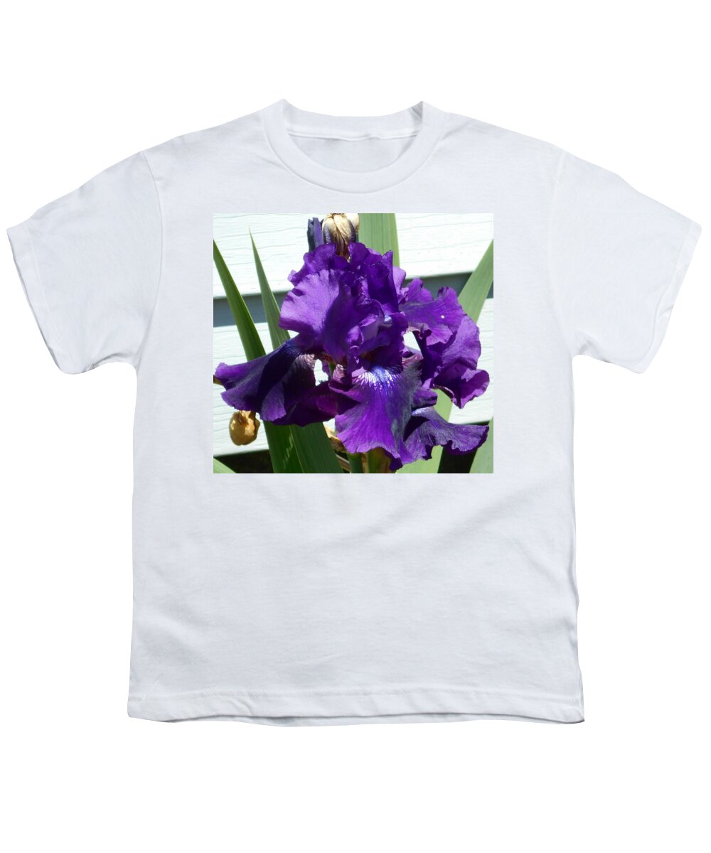 Flower Youth T-Shirt featuring the photograph Deep Purple Iris by Barbara Keith