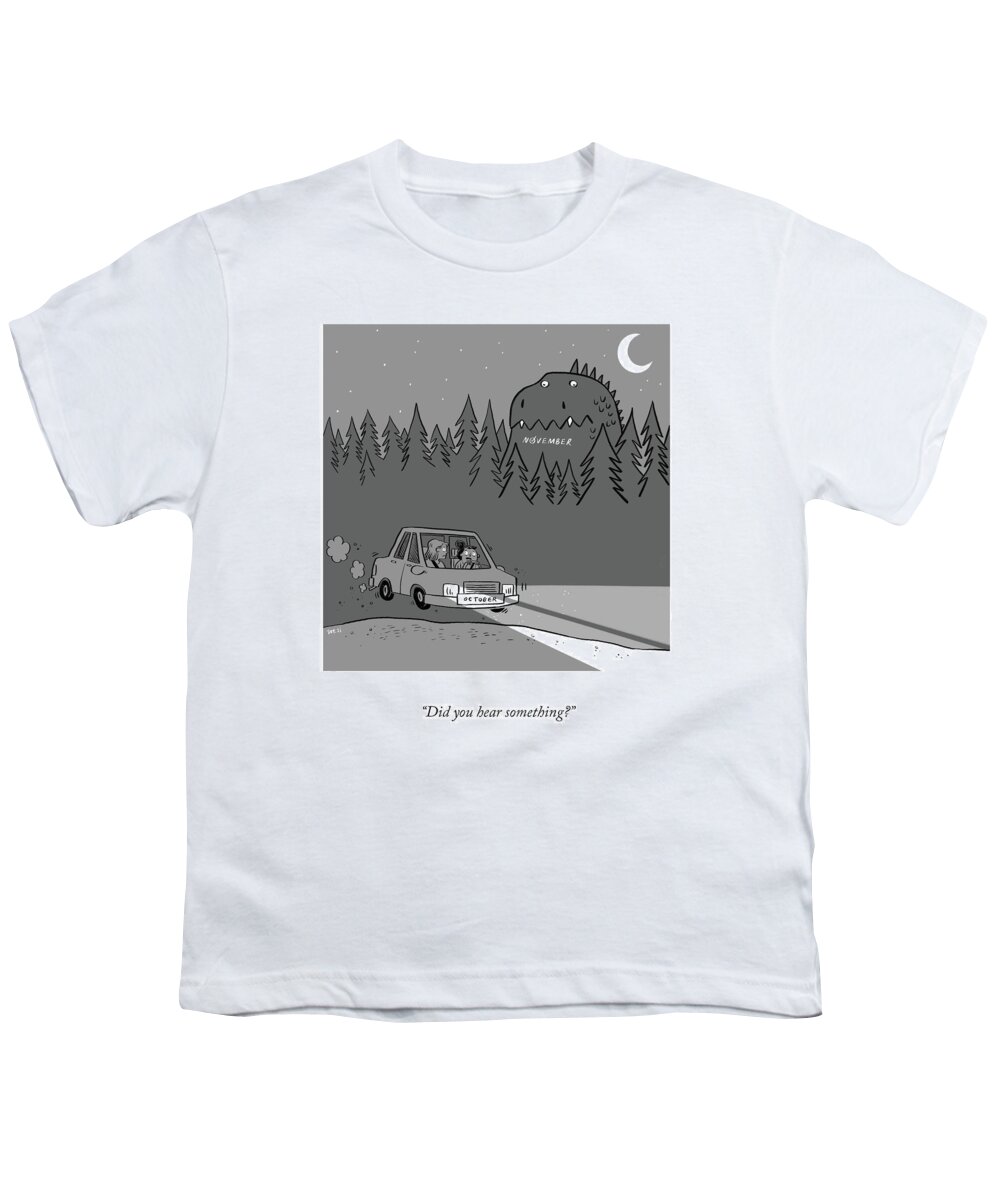 Did You Hear Something? Youth T-Shirt featuring the drawing Did You Hear Something? by Zoe Si