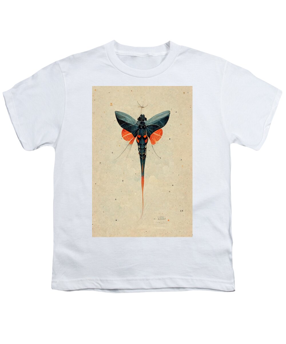 Dragonfly Youth T-Shirt featuring the digital art Dragonfly in Blue by Nickleen Mosher