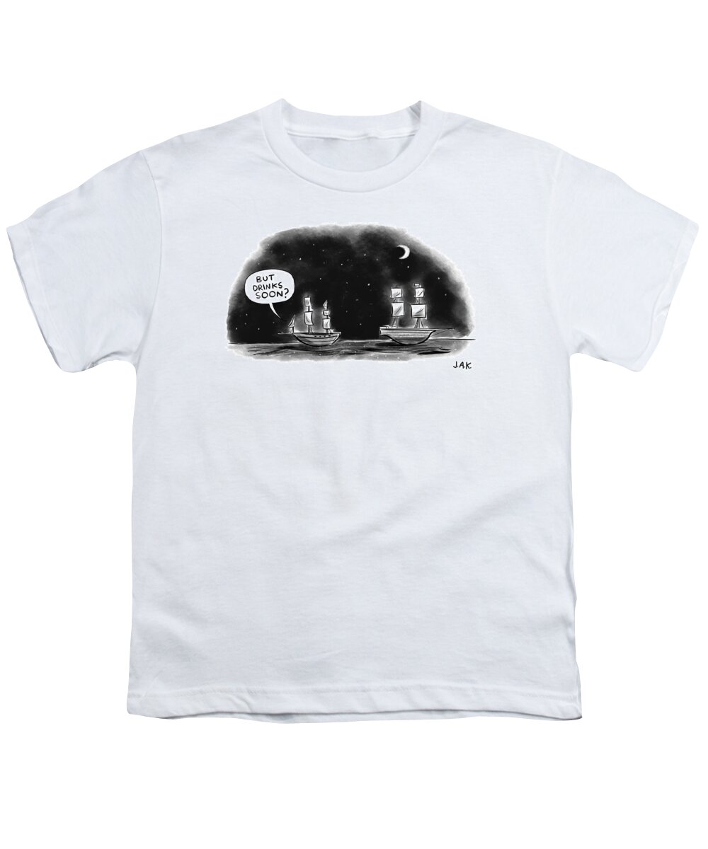 Captionless Youth T-Shirt featuring the drawing Drinks Soon by Jason Adam Katzenstein