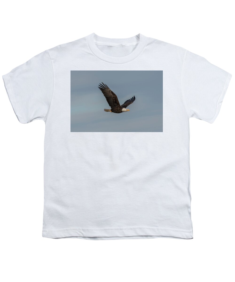 Eagle Youth T-Shirt featuring the photograph Eagle in Flight by Jerry Cahill