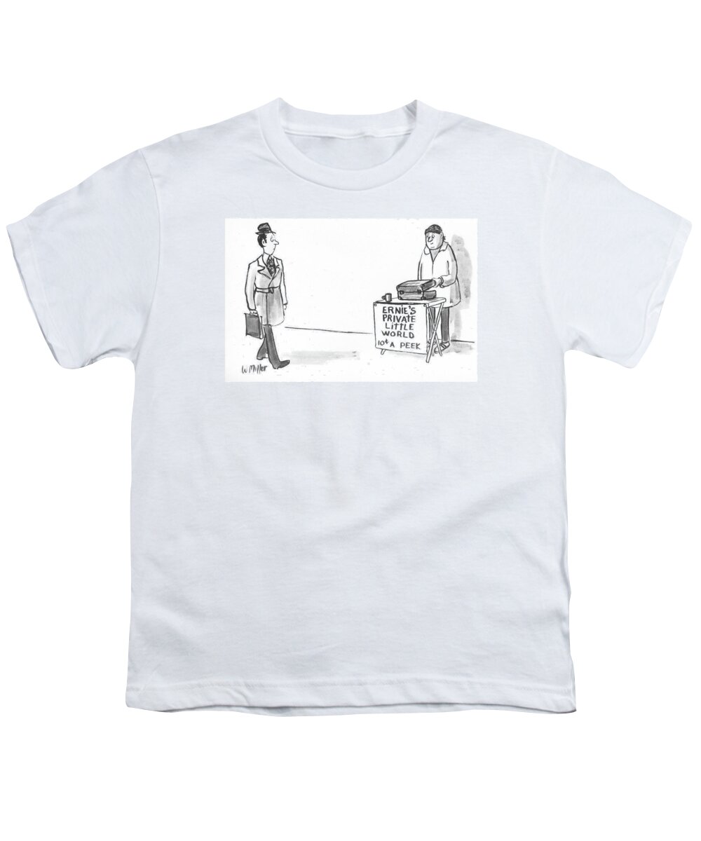 Captionless Youth T-Shirt featuring the drawing Ernie's Private Little World by Warren Miller